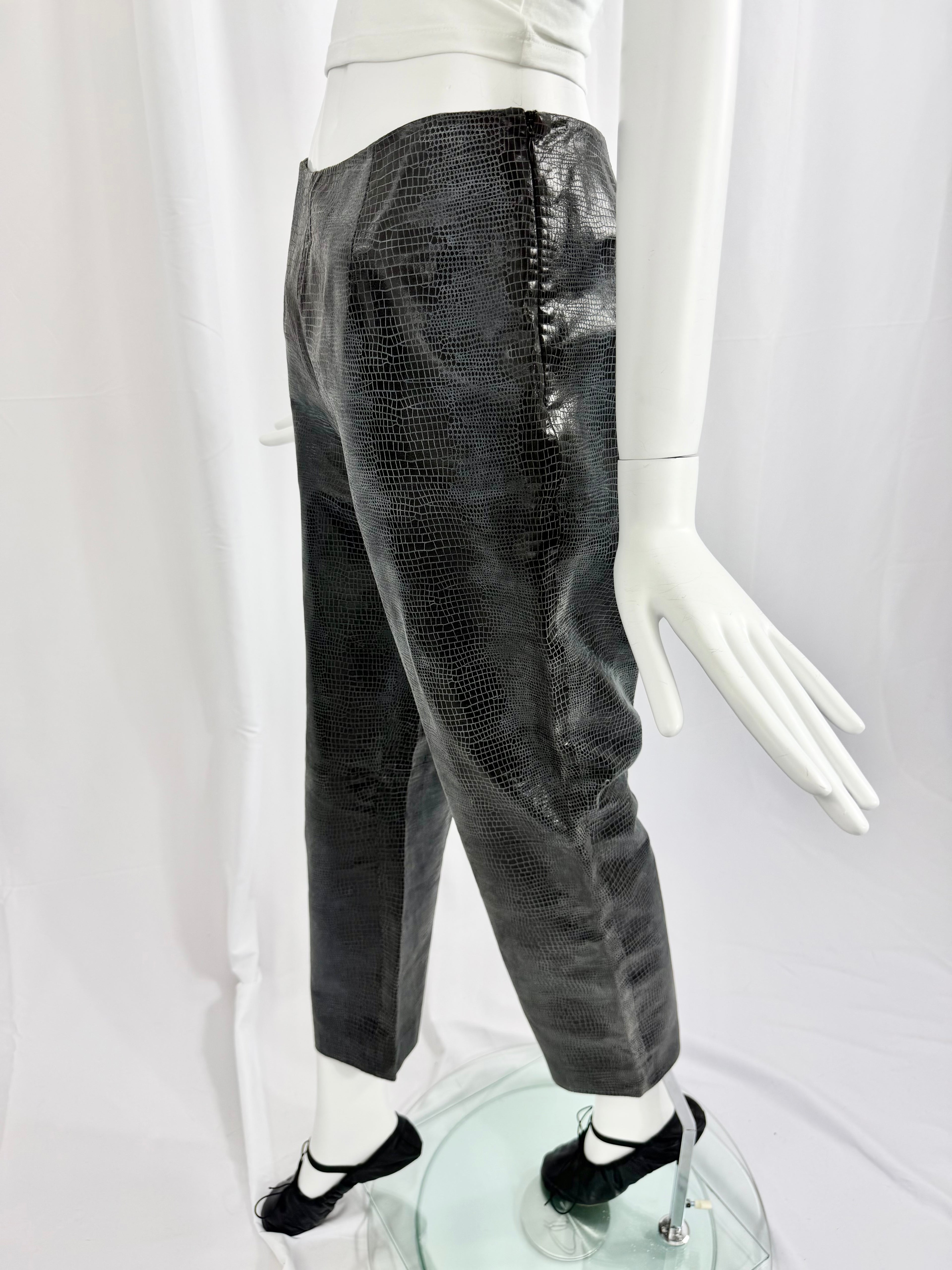 Reptile Embossed Leather Pants