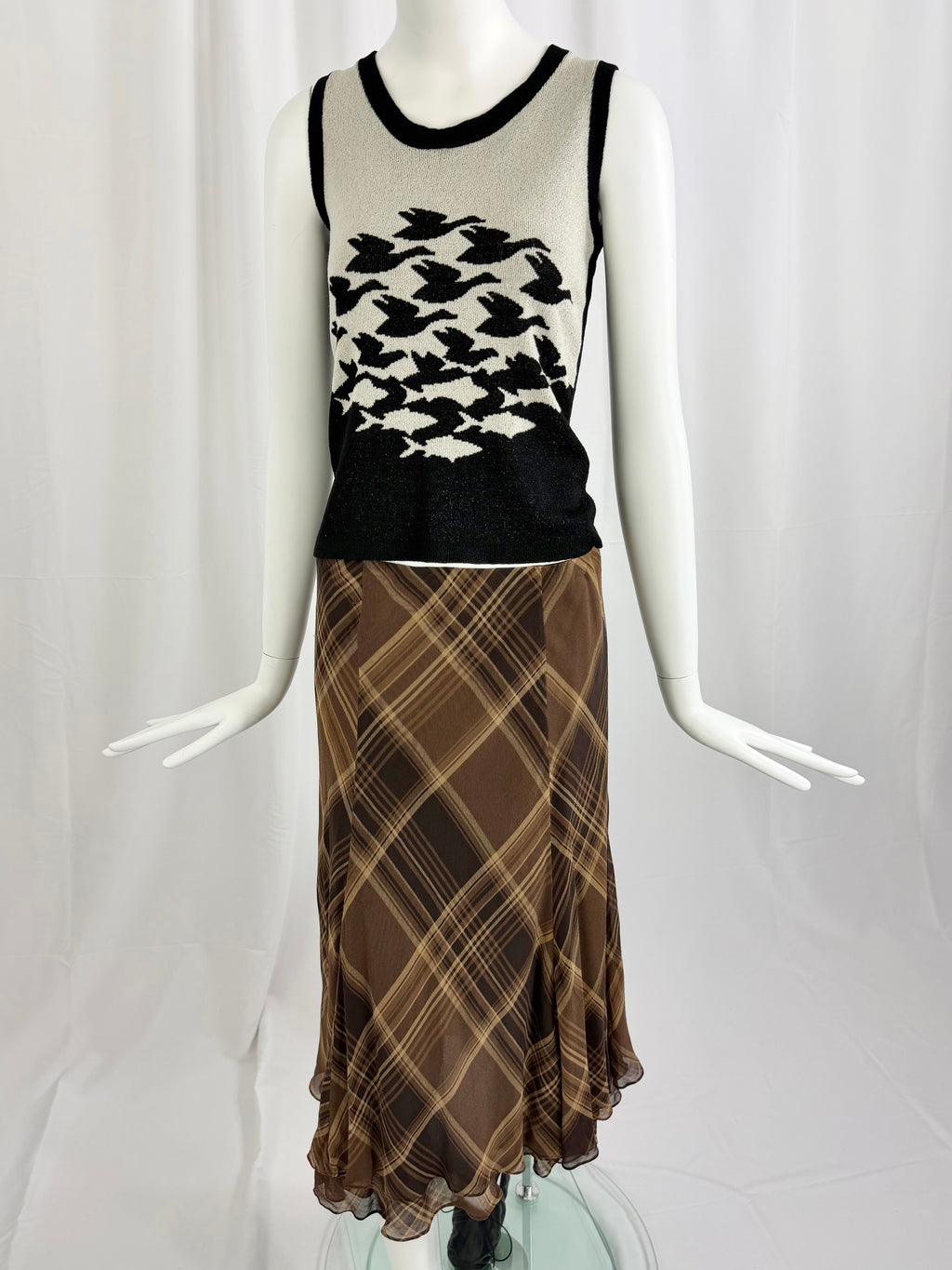 Y2K RALPH LAUREN Plaid Silk Skirt