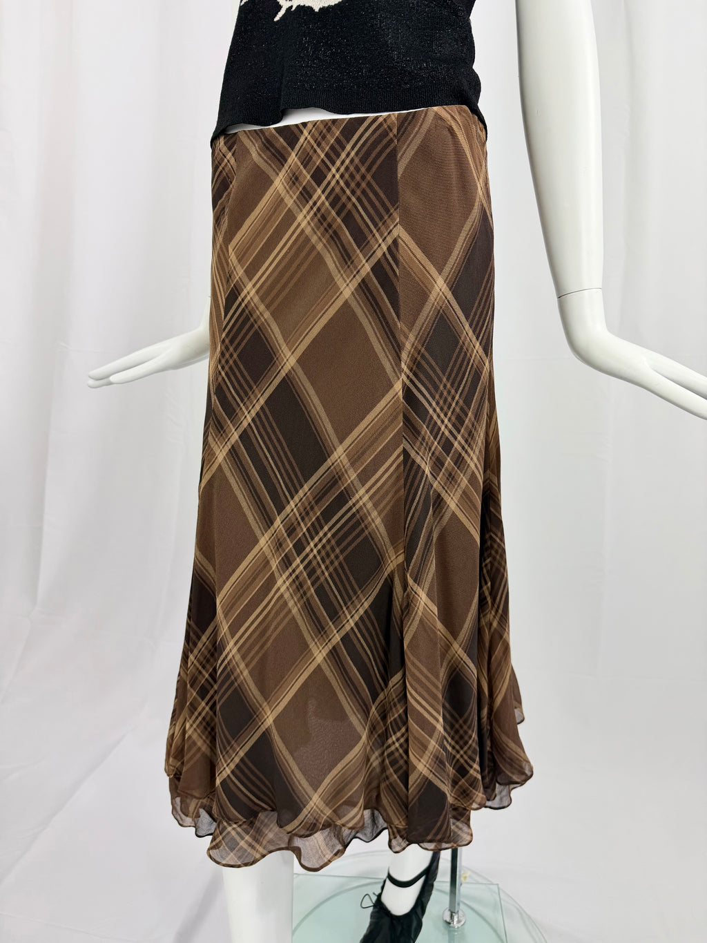Y2K RALPH LAUREN Plaid Silk Skirt