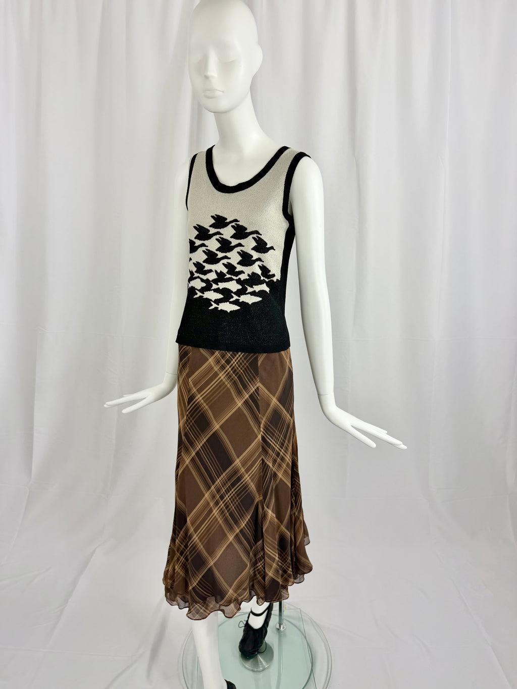 Y2K RALPH LAUREN Plaid Silk Skirt