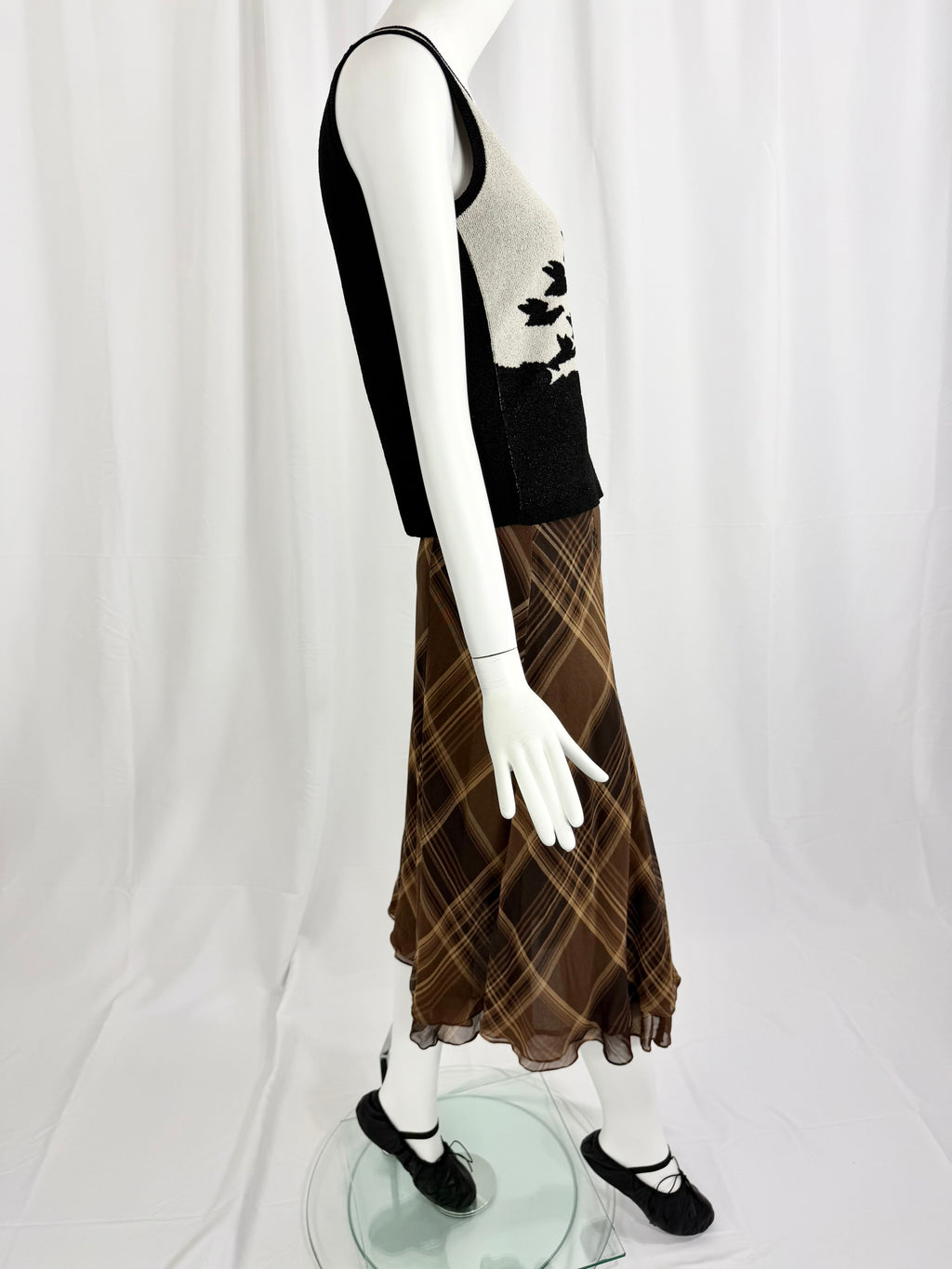 Y2K RALPH LAUREN Plaid Silk Skirt