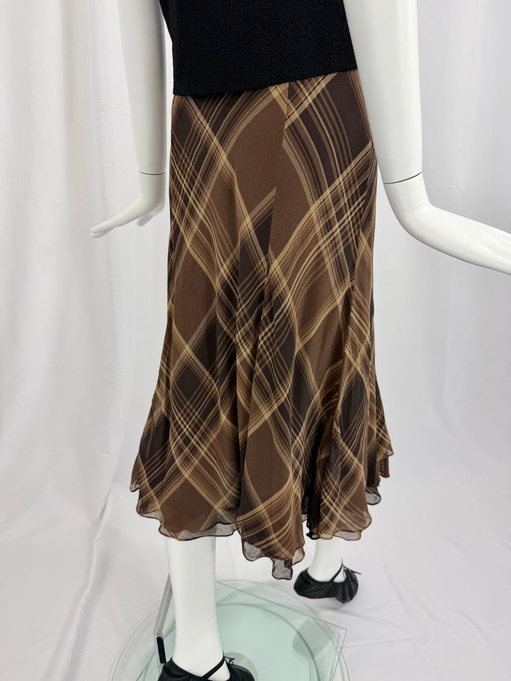 Y2K RALPH LAUREN Plaid Silk Skirt