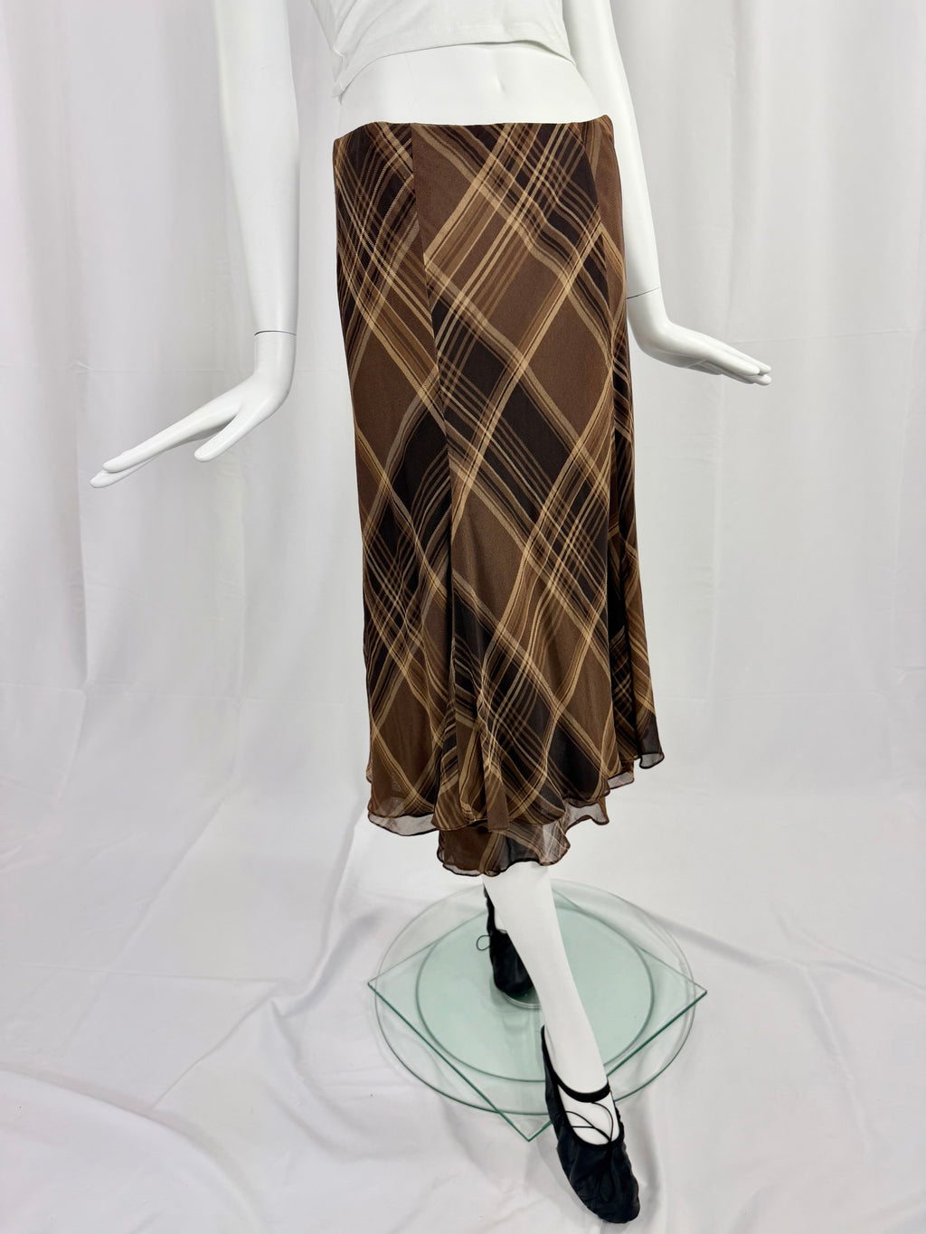 Y2K RALPH LAUREN Plaid Silk Skirt