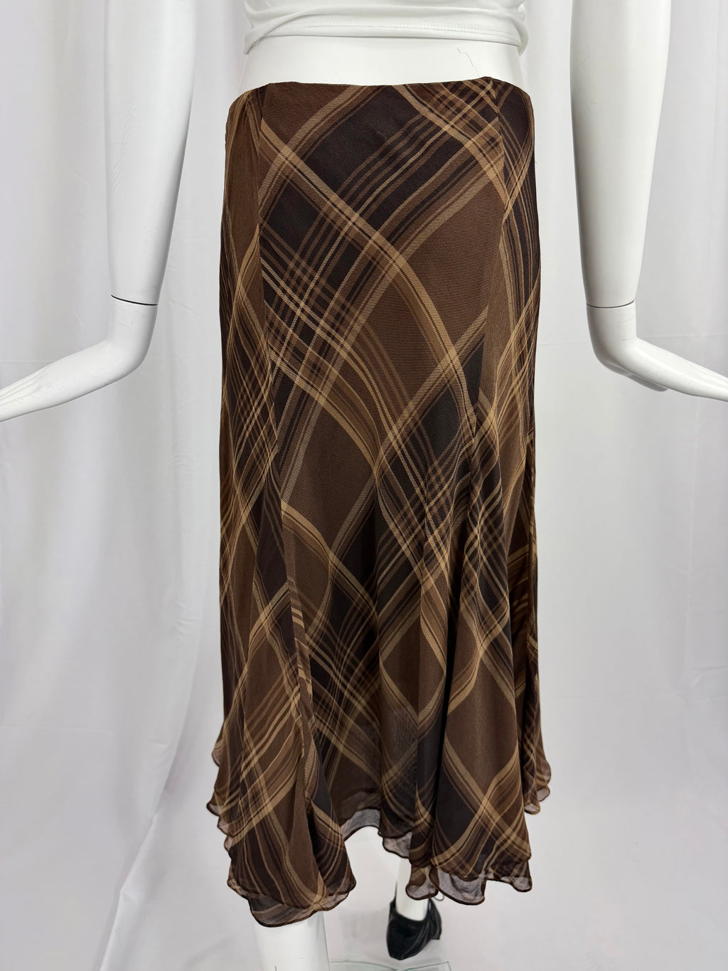 Y2K RALPH LAUREN Plaid Silk Skirt