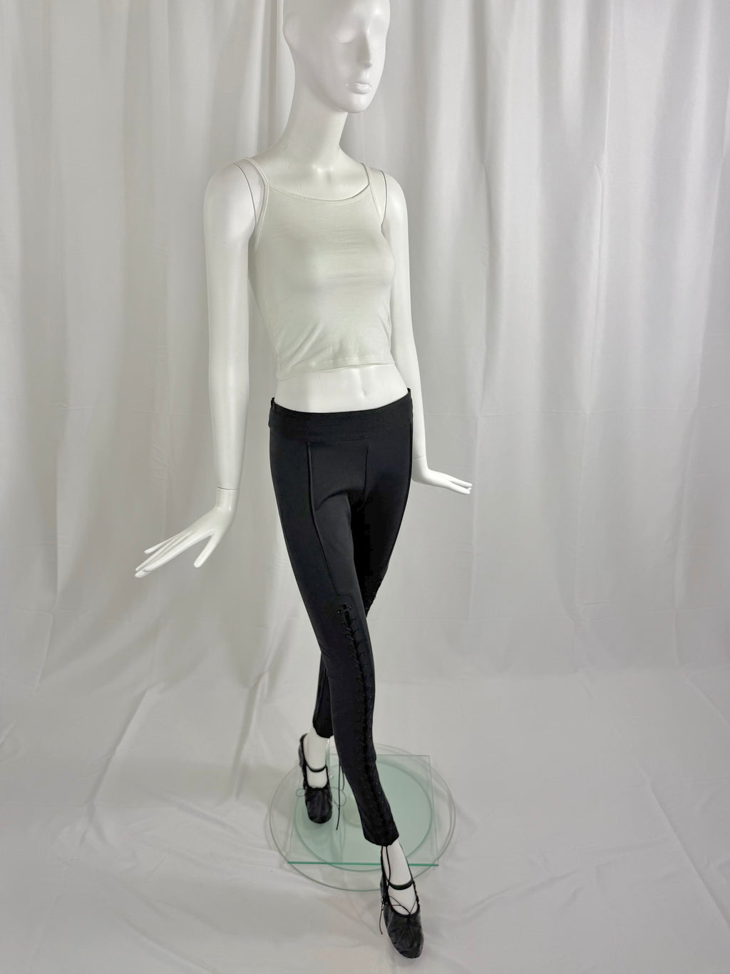 Y2K BCBG Black Lace Up Low Rise Pants
