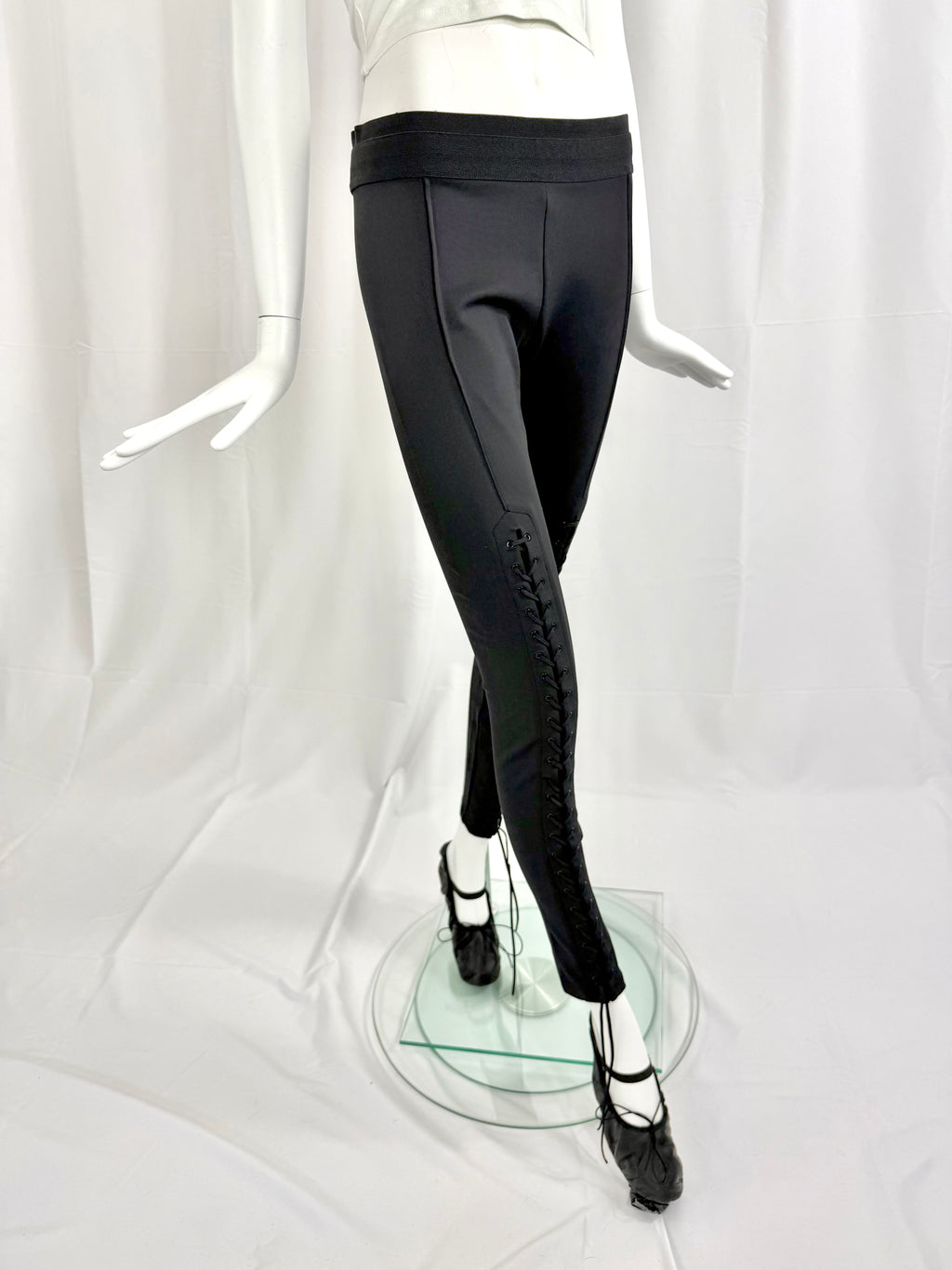 Y2K BCBG Black Lace Up Low Rise Pants