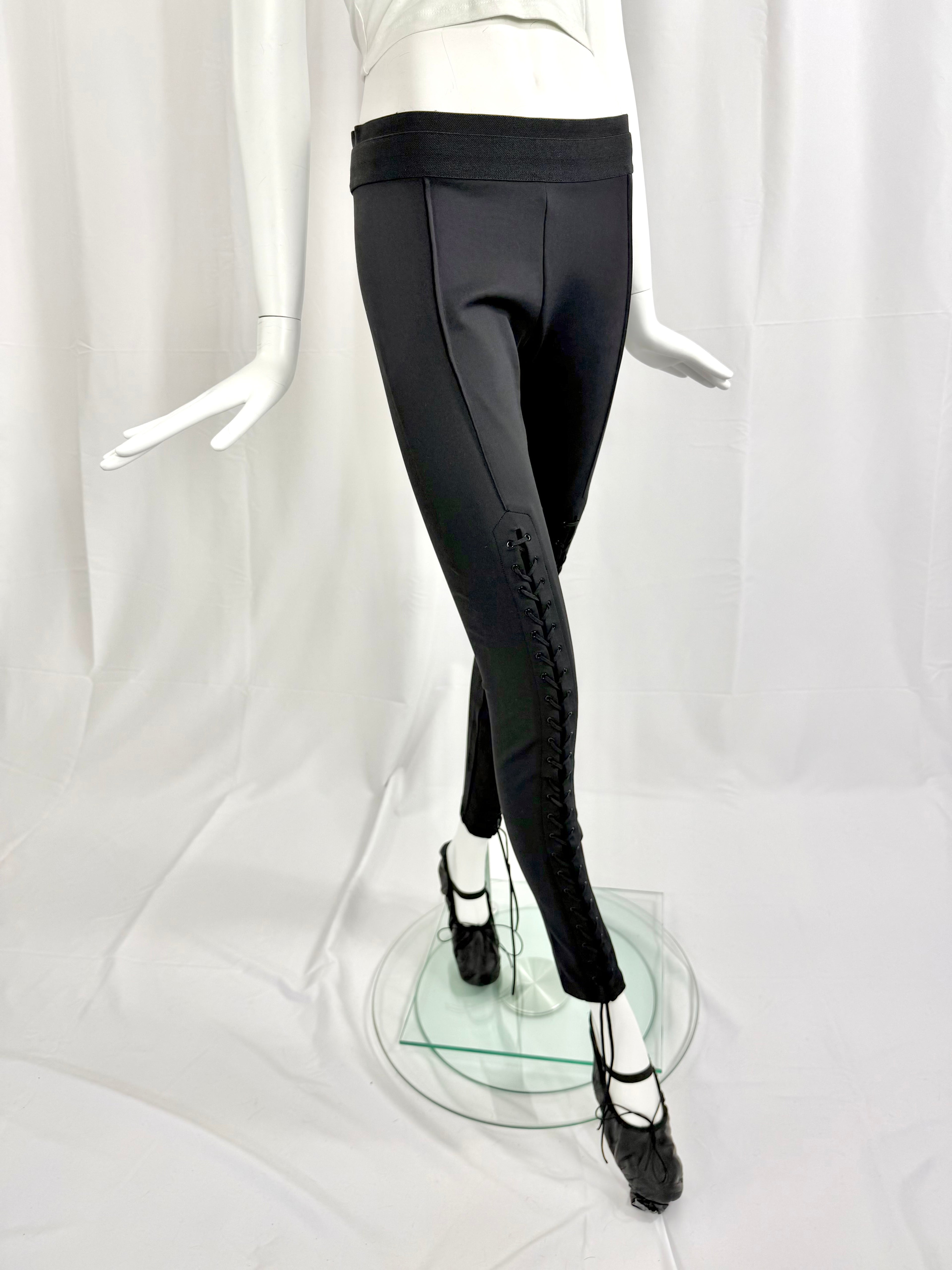 Y2K BCBG Black Lace Up Low Rise Pants