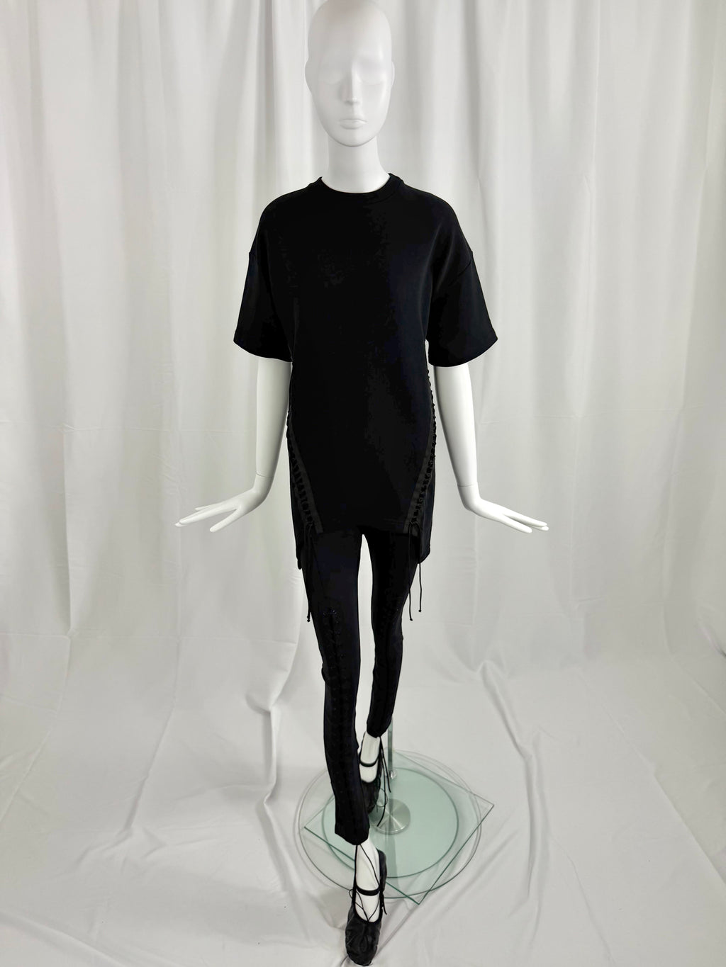 HELMUT LANG Lace Up French Terry Top