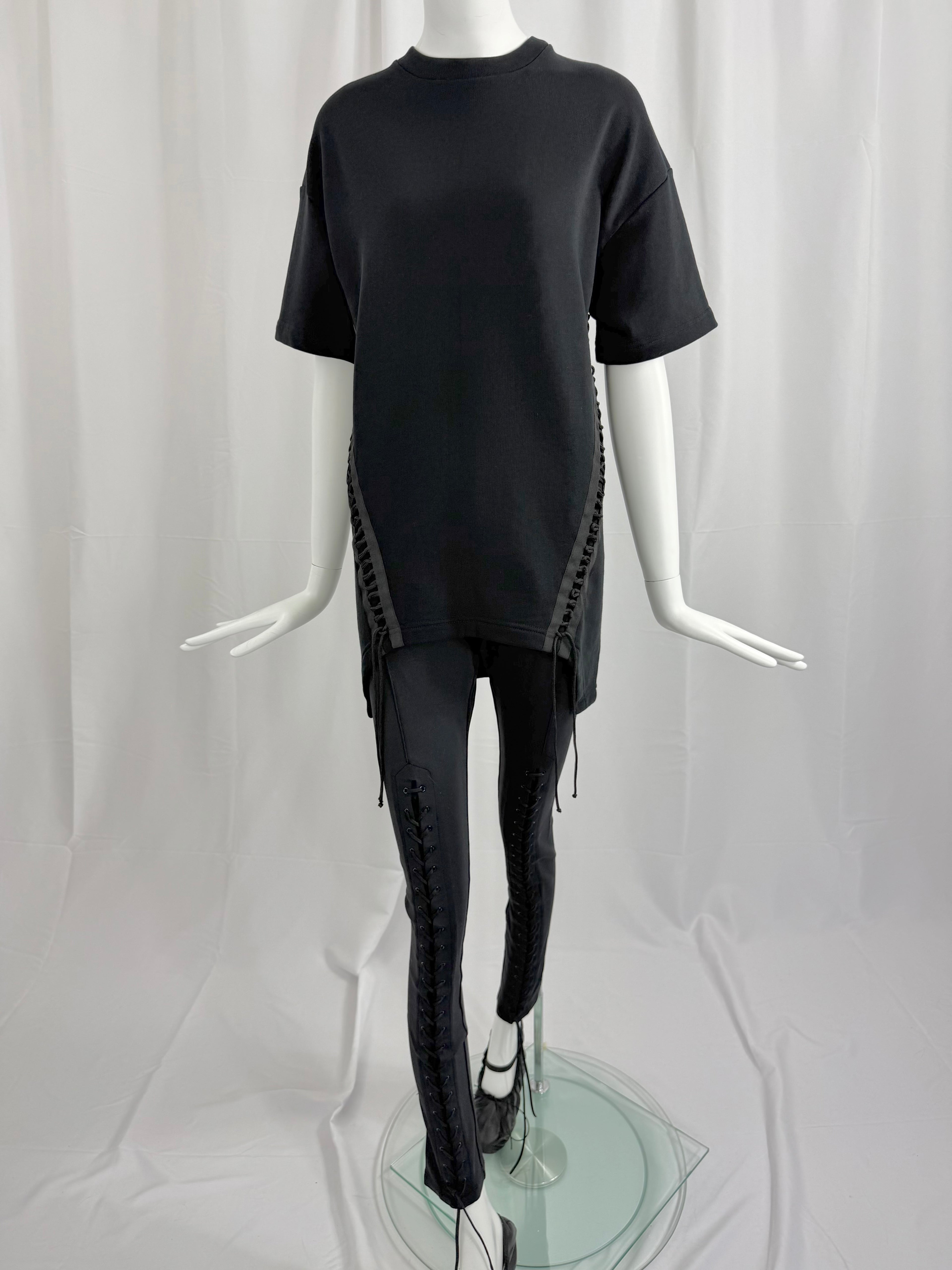 HELMUT LANG Lace Up French Terry Top