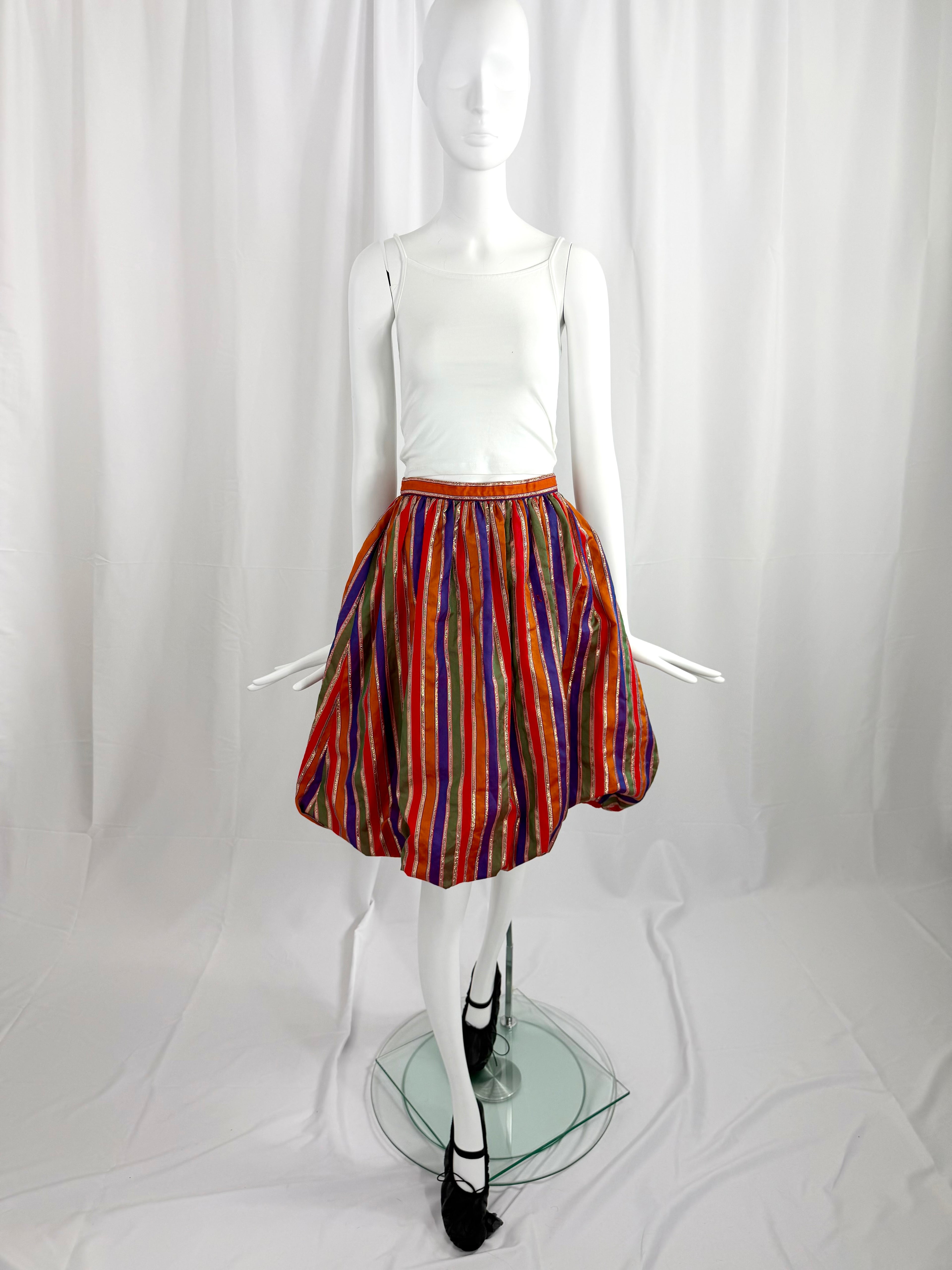 80's Lurex Striped Balloon Skirt