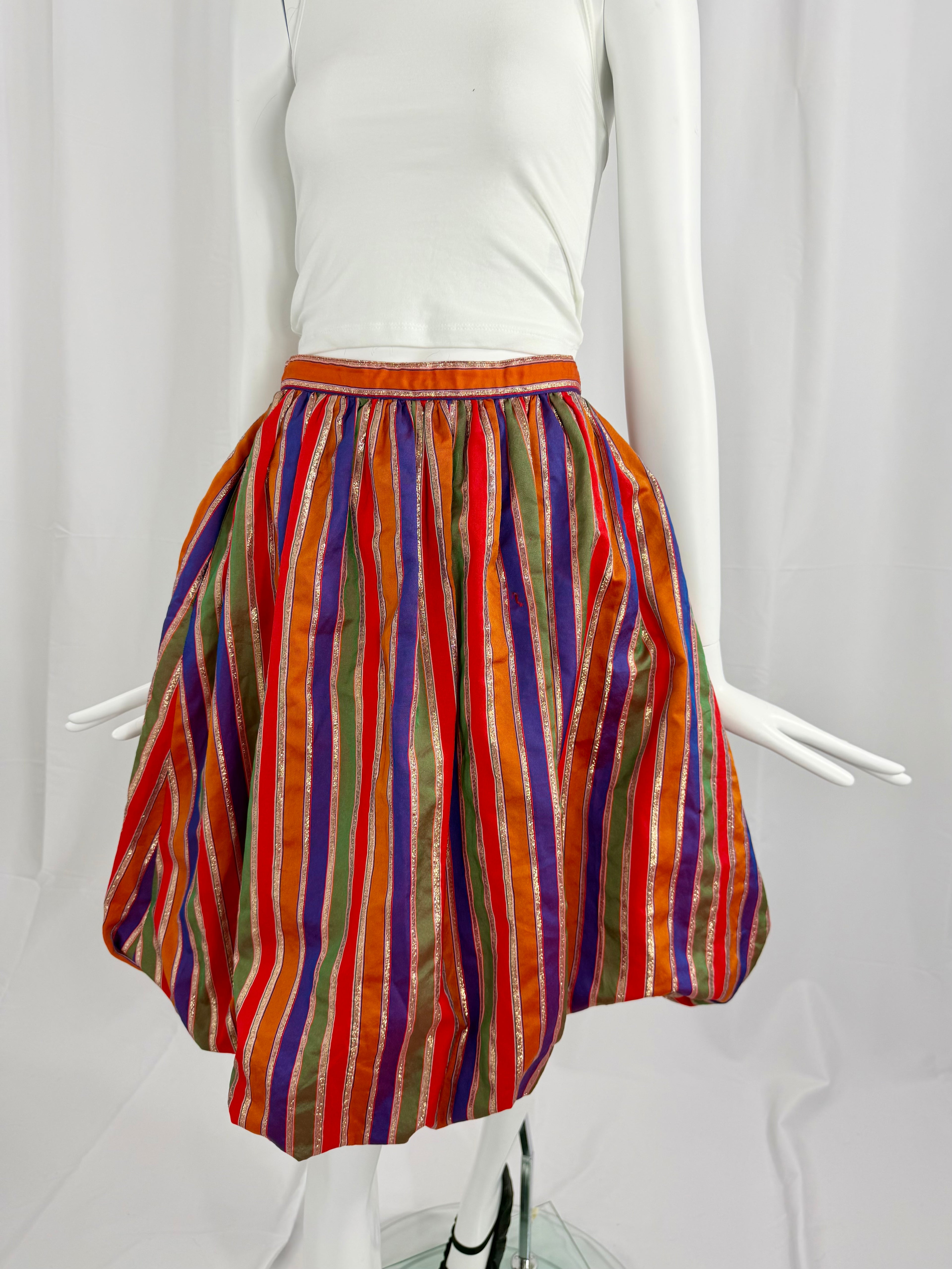 80's Lurex Striped Balloon Skirt