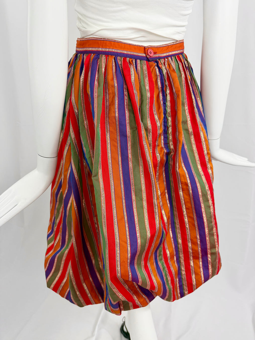 80's Lurex Striped Balloon Skirt