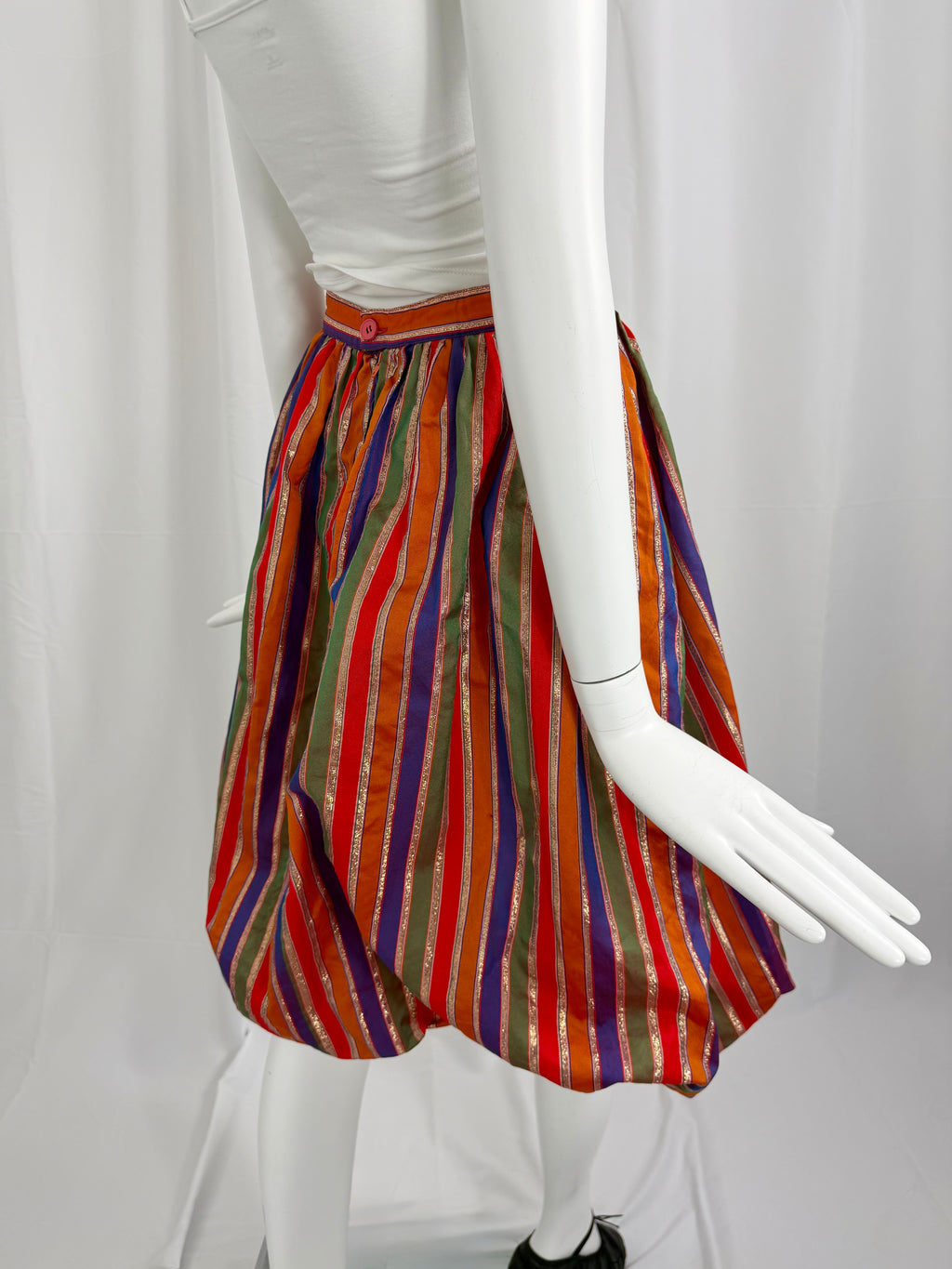 80's Lurex Striped Balloon Skirt