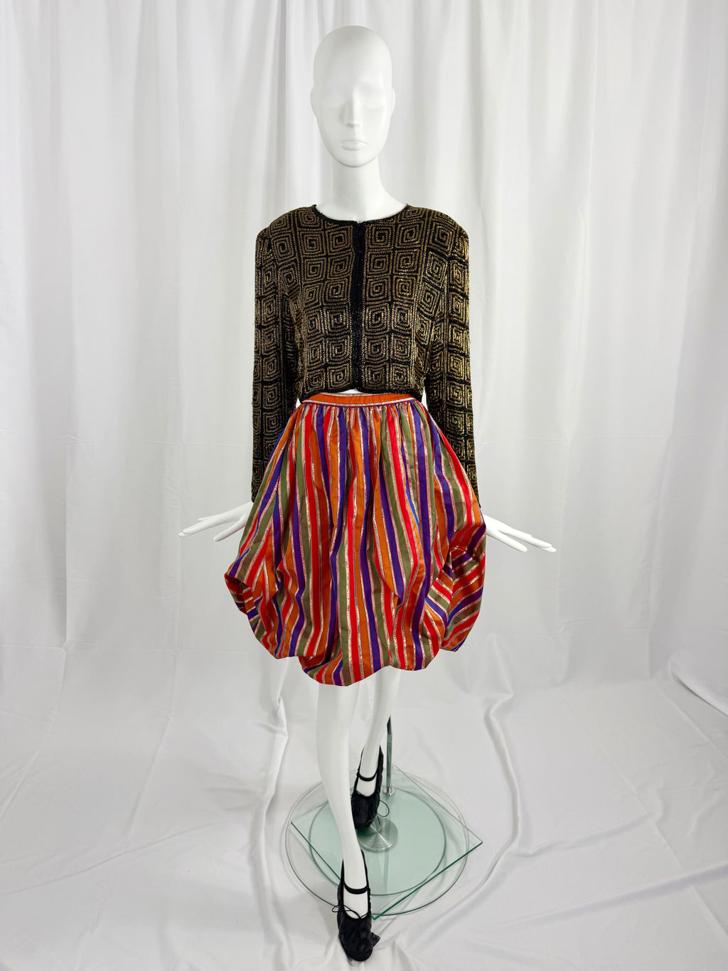 80's Lurex Striped Balloon Skirt