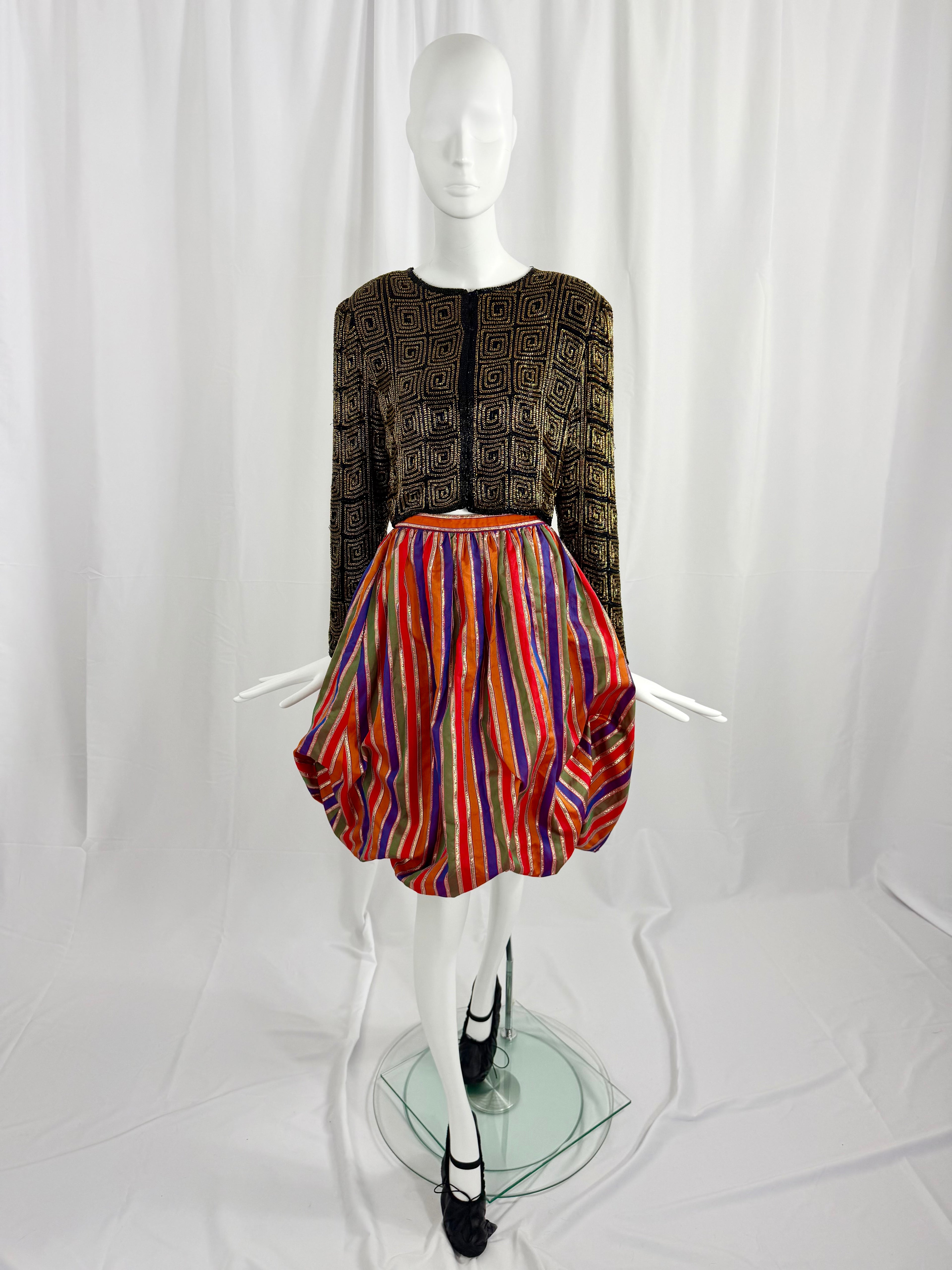 80's Lurex Striped Balloon Skirt