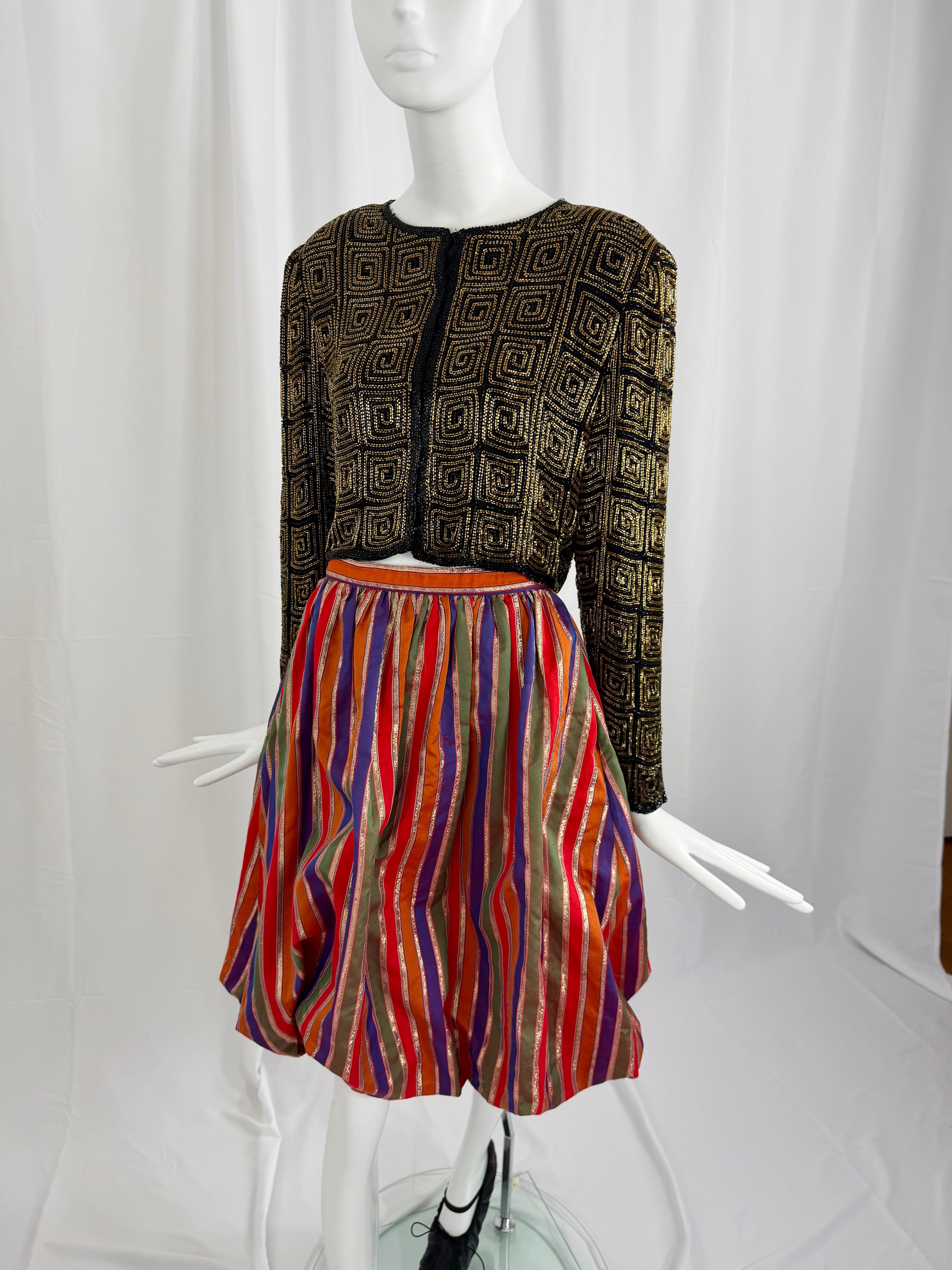 80's Lurex Striped Balloon Skirt