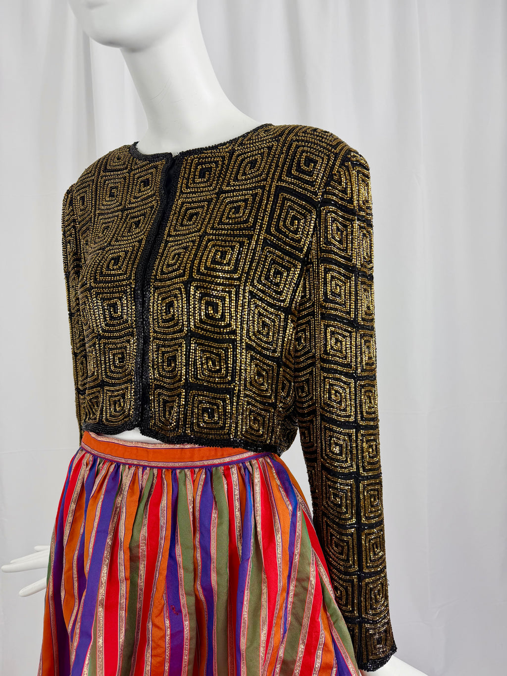 Vintage Beaded Silk Cropped Jacket