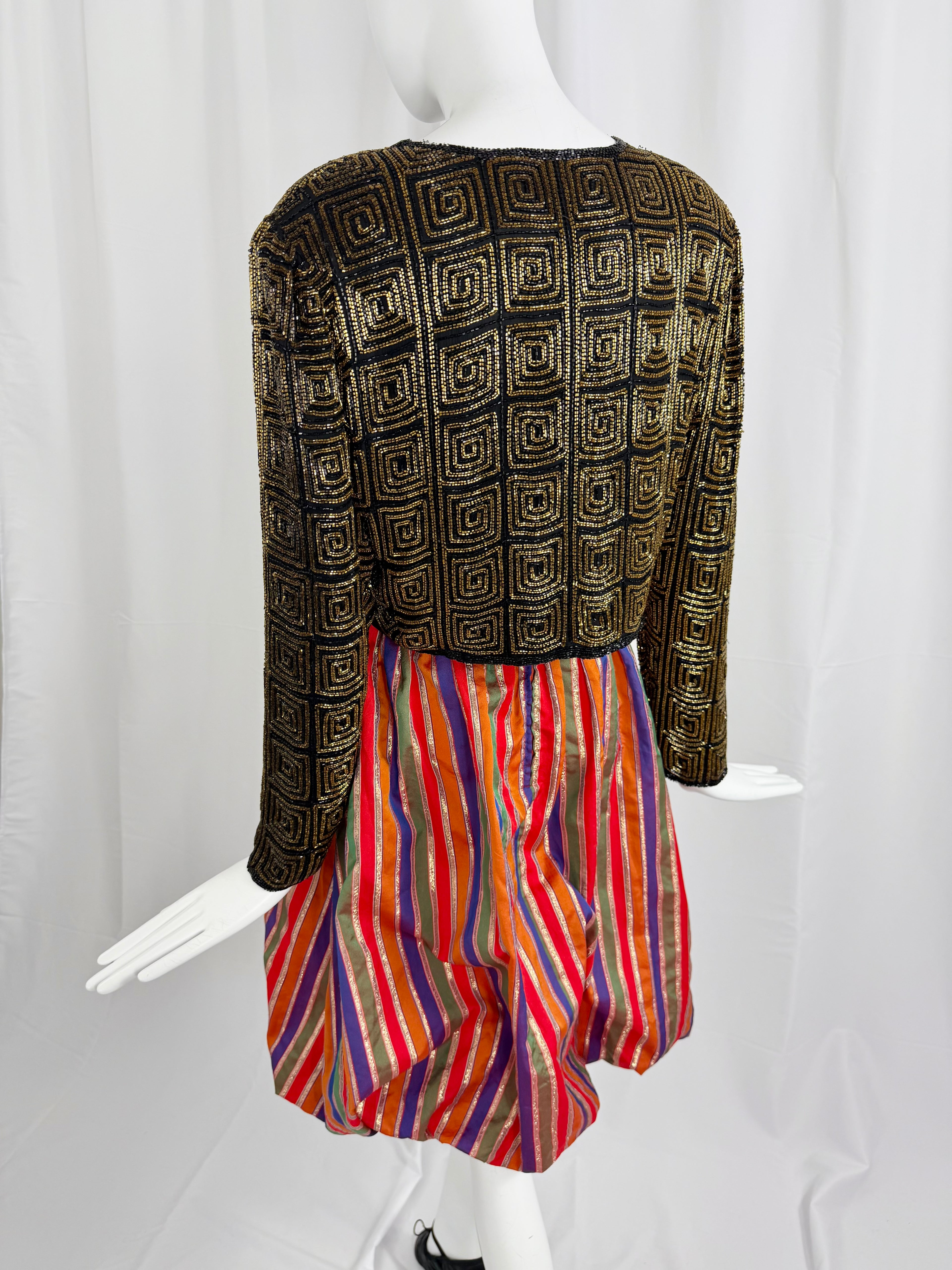 80's Lurex Striped Balloon Skirt