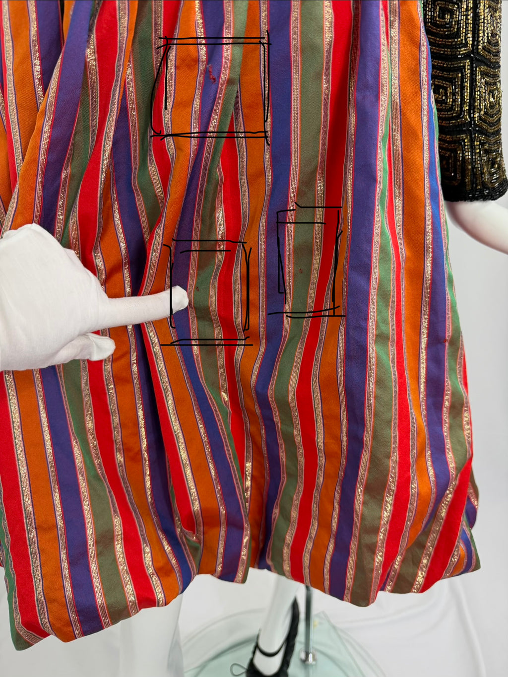 80's Lurex Striped Balloon Skirt