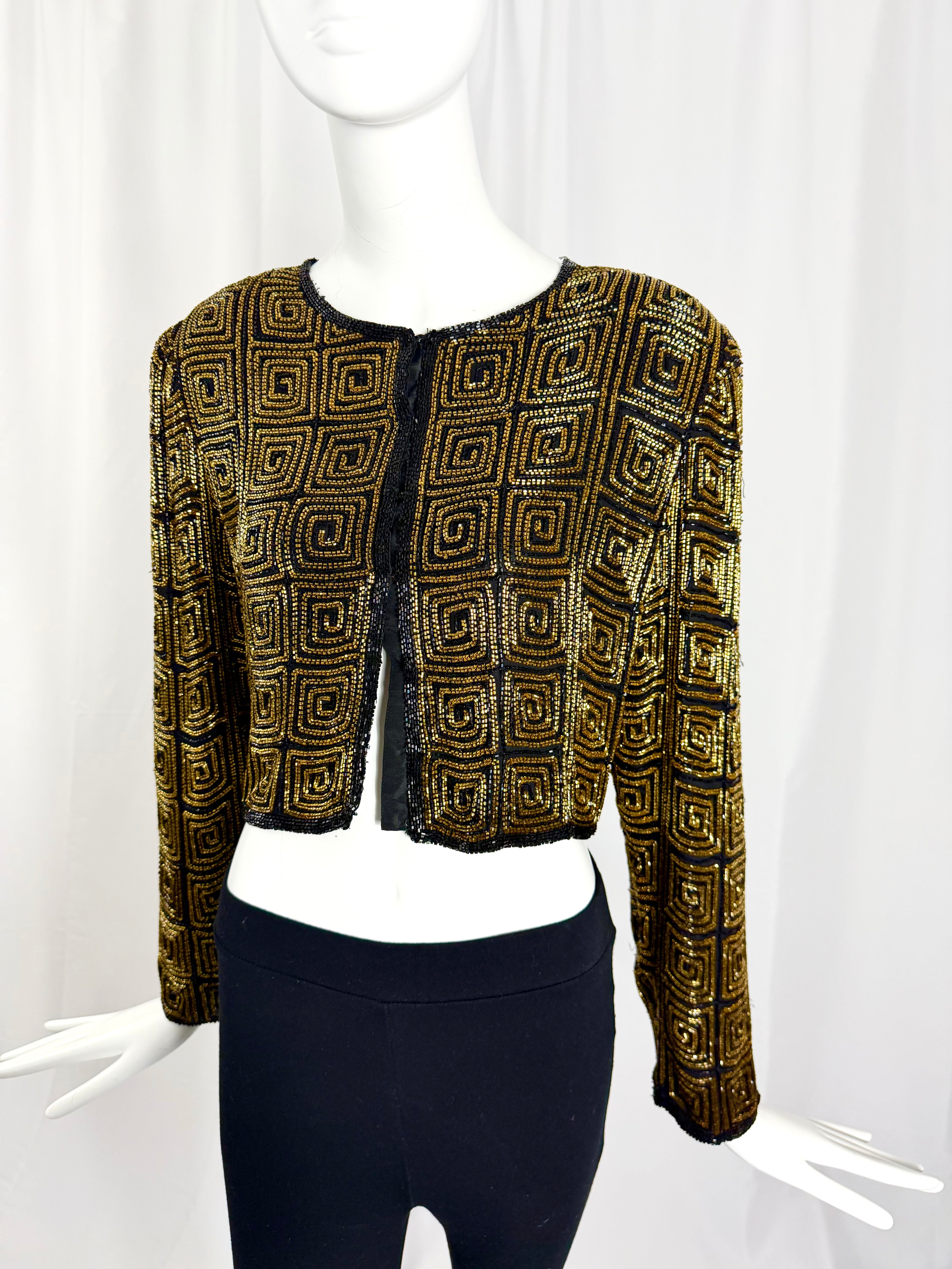 Vintage Beaded Silk Cropped Jacket
