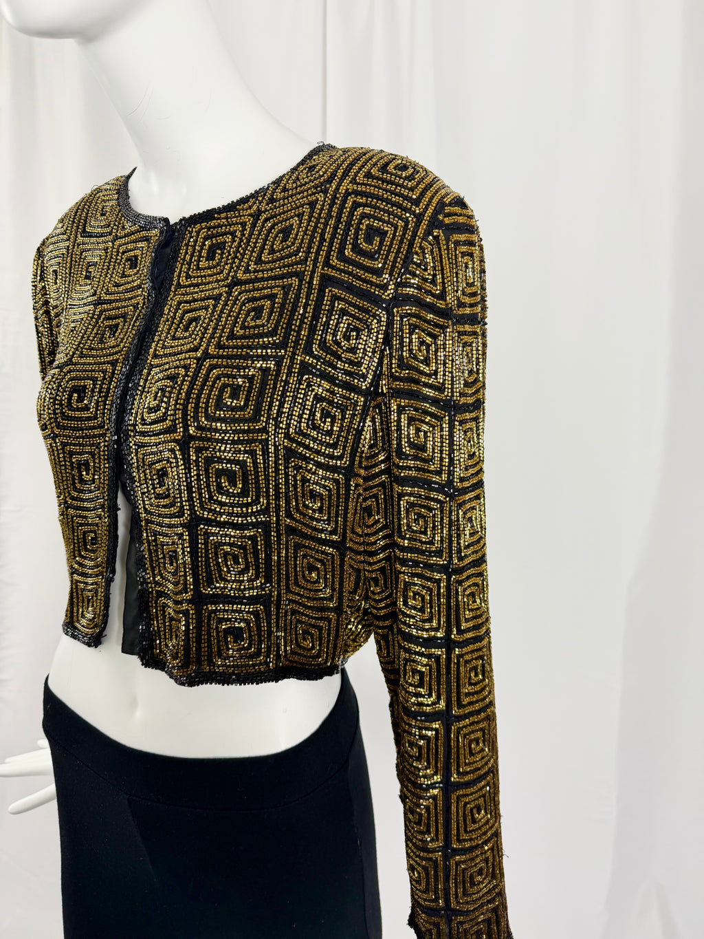 Vintage Beaded Silk Cropped Jacket