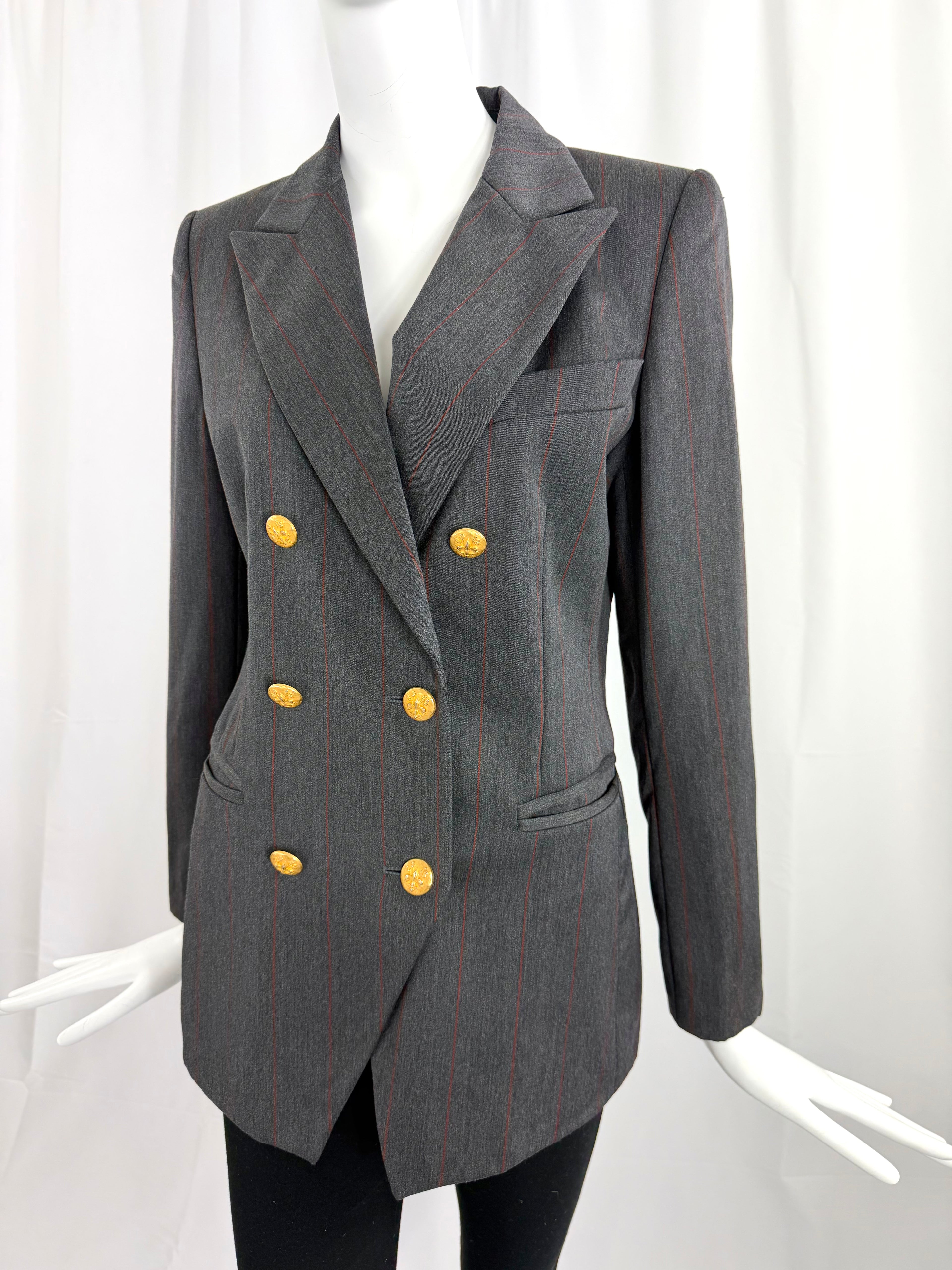 80's ESCADA Gray Pinstriped Blazer