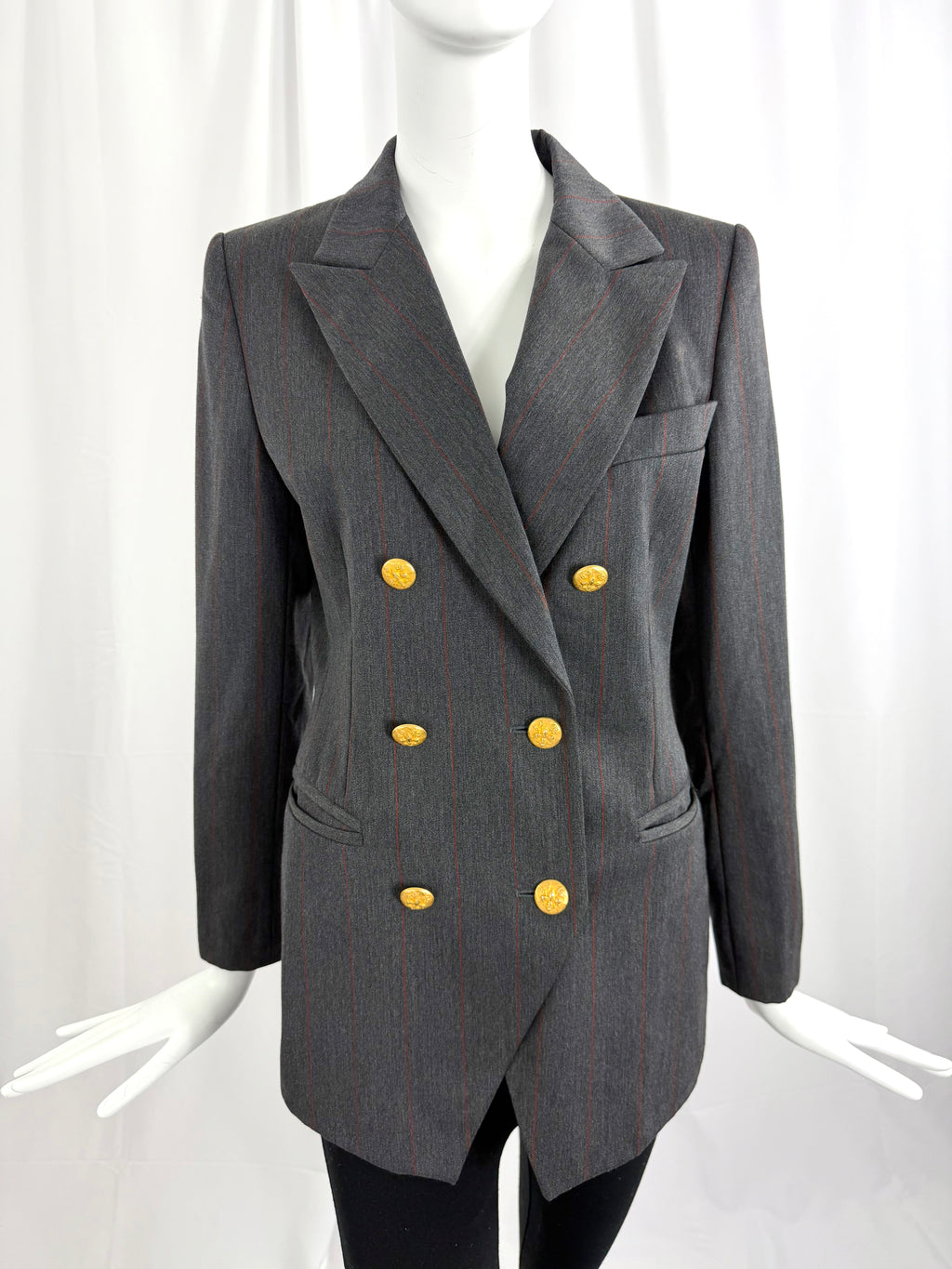 80's ESCADA Gray Pinstriped Blazer