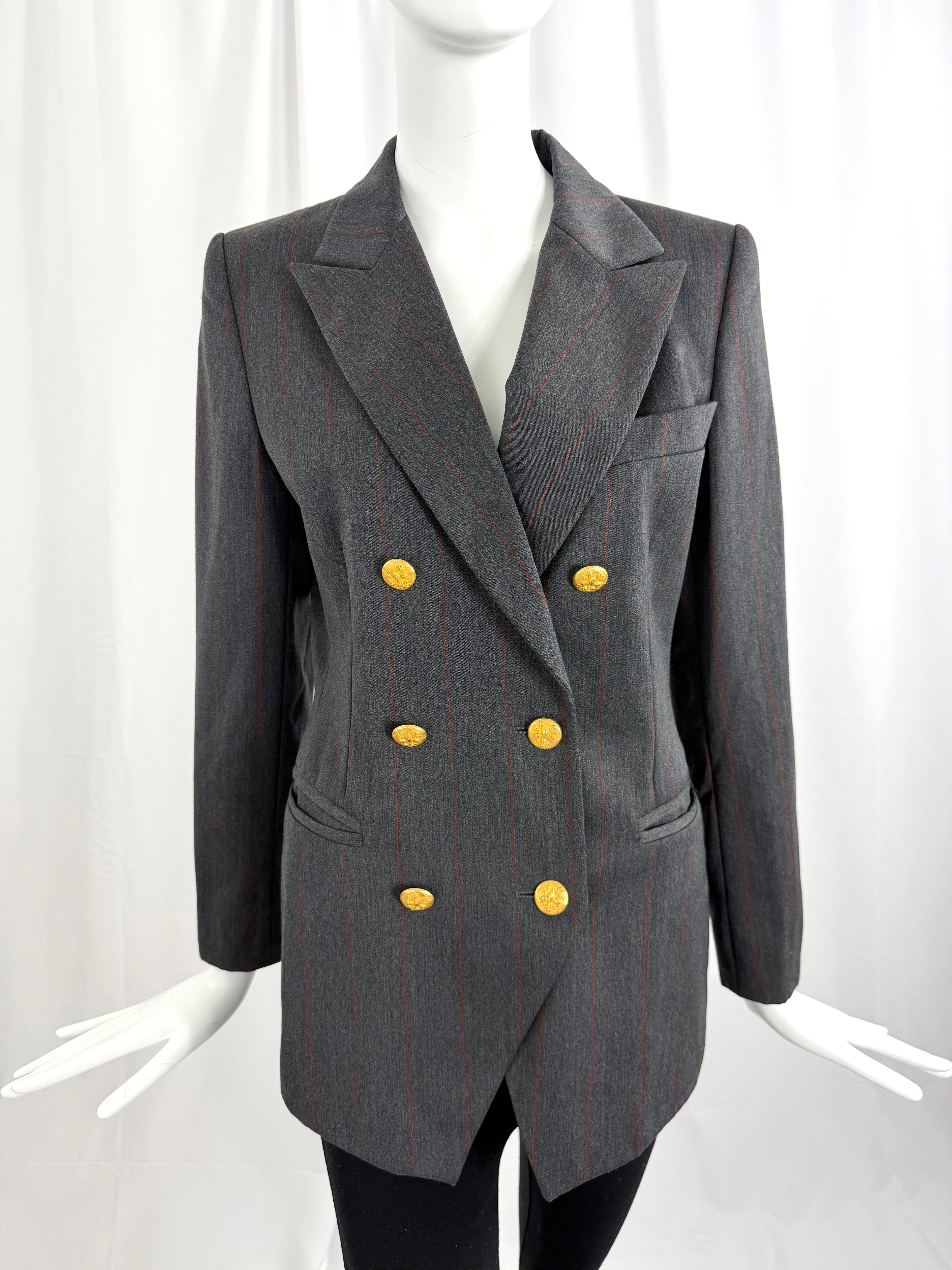 80's ESCADA Gray Pinstriped Blazer
