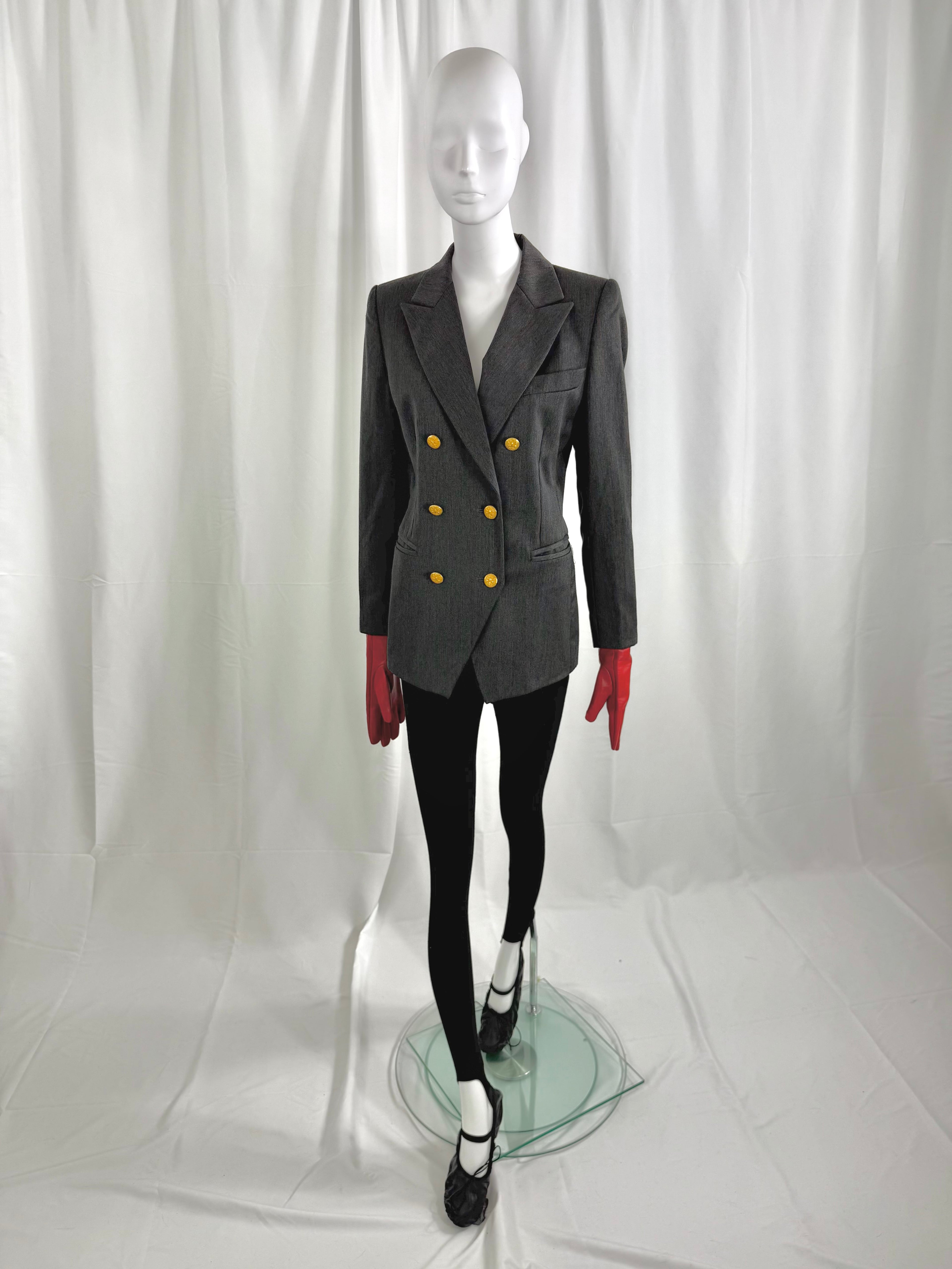 80's ESCADA Gray Pinstriped Blazer
