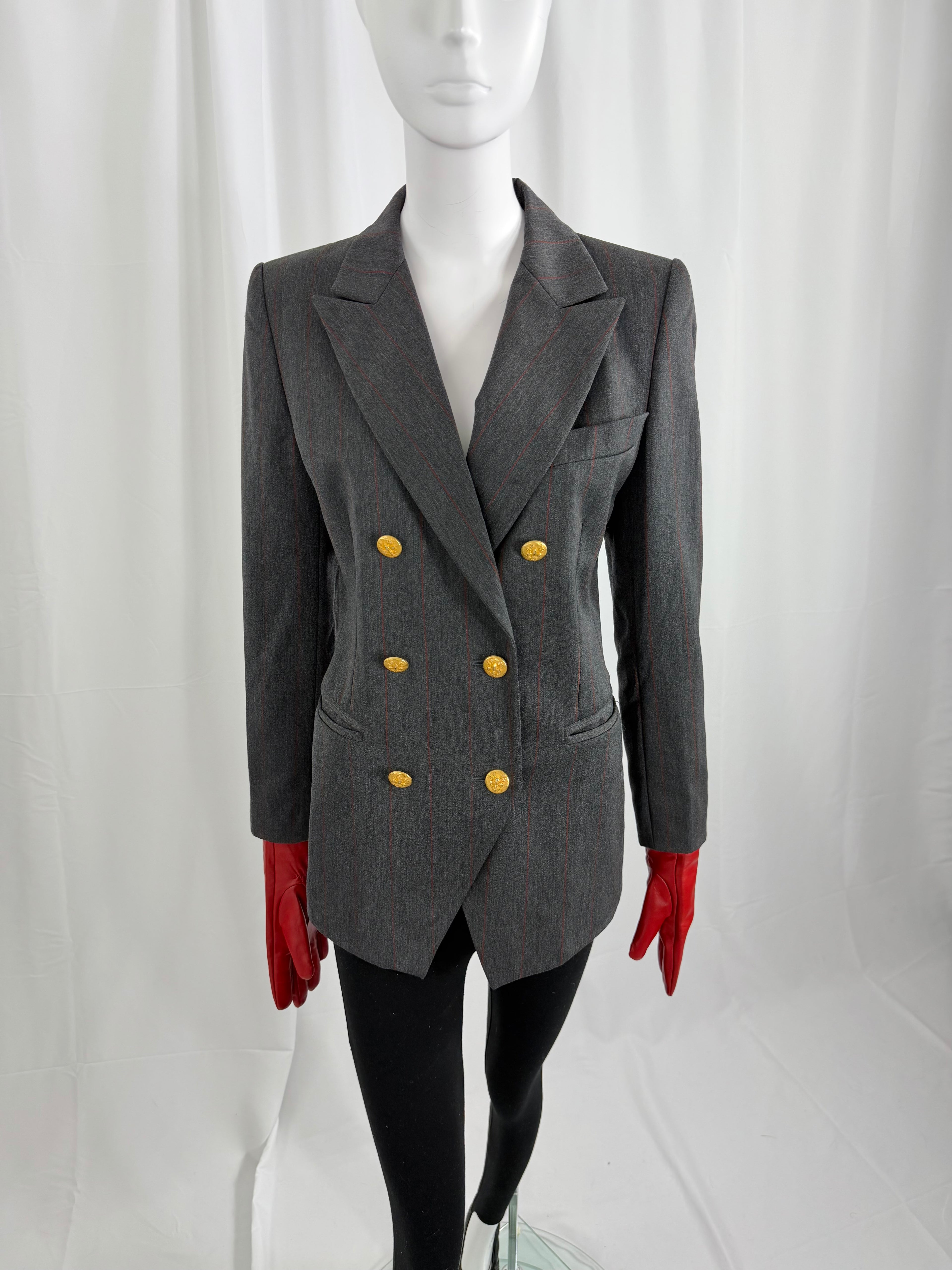 80's ESCADA Gray Pinstriped Blazer