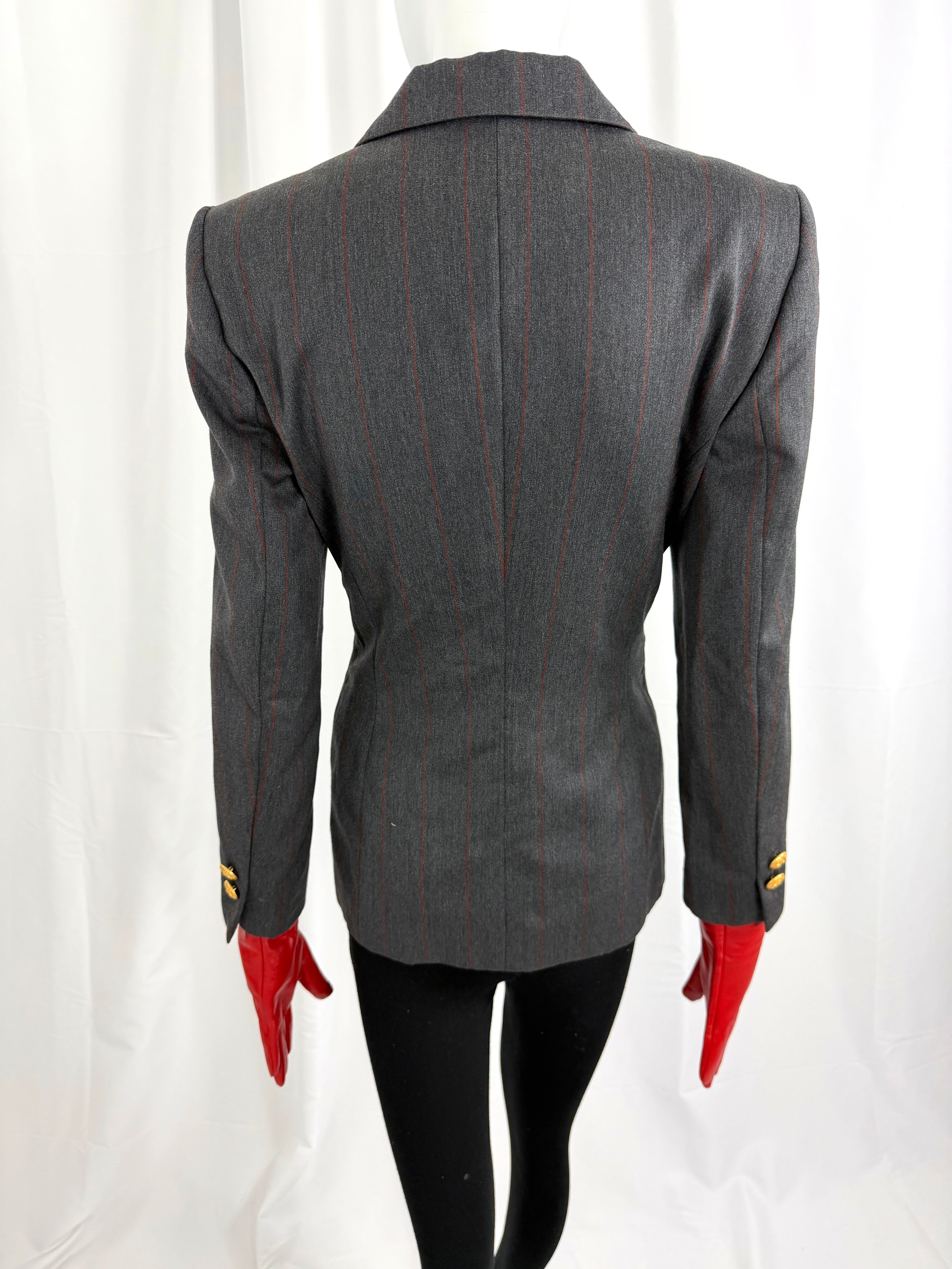 80's ESCADA Gray Pinstriped Blazer