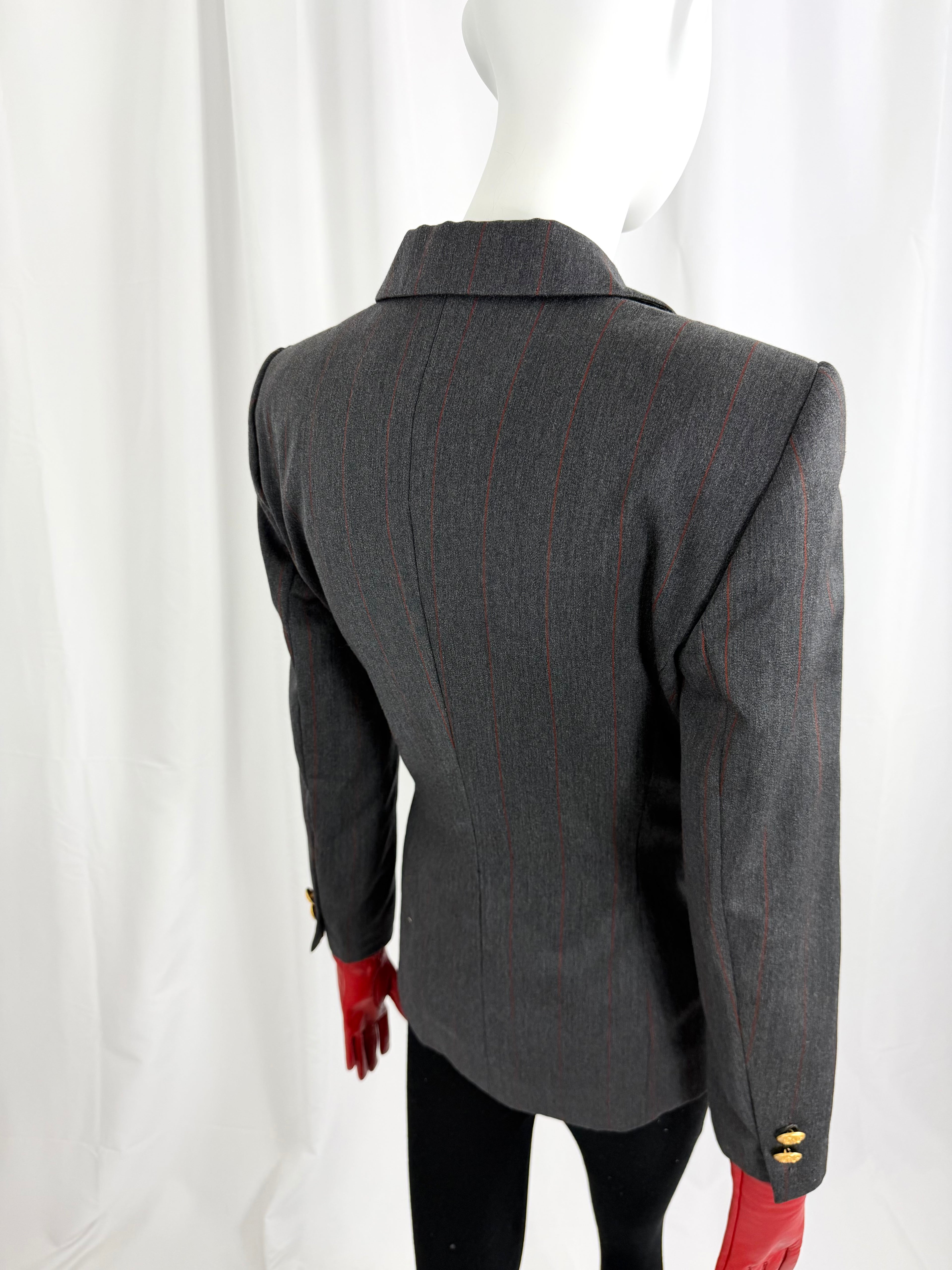80's ESCADA Gray Pinstriped Blazer