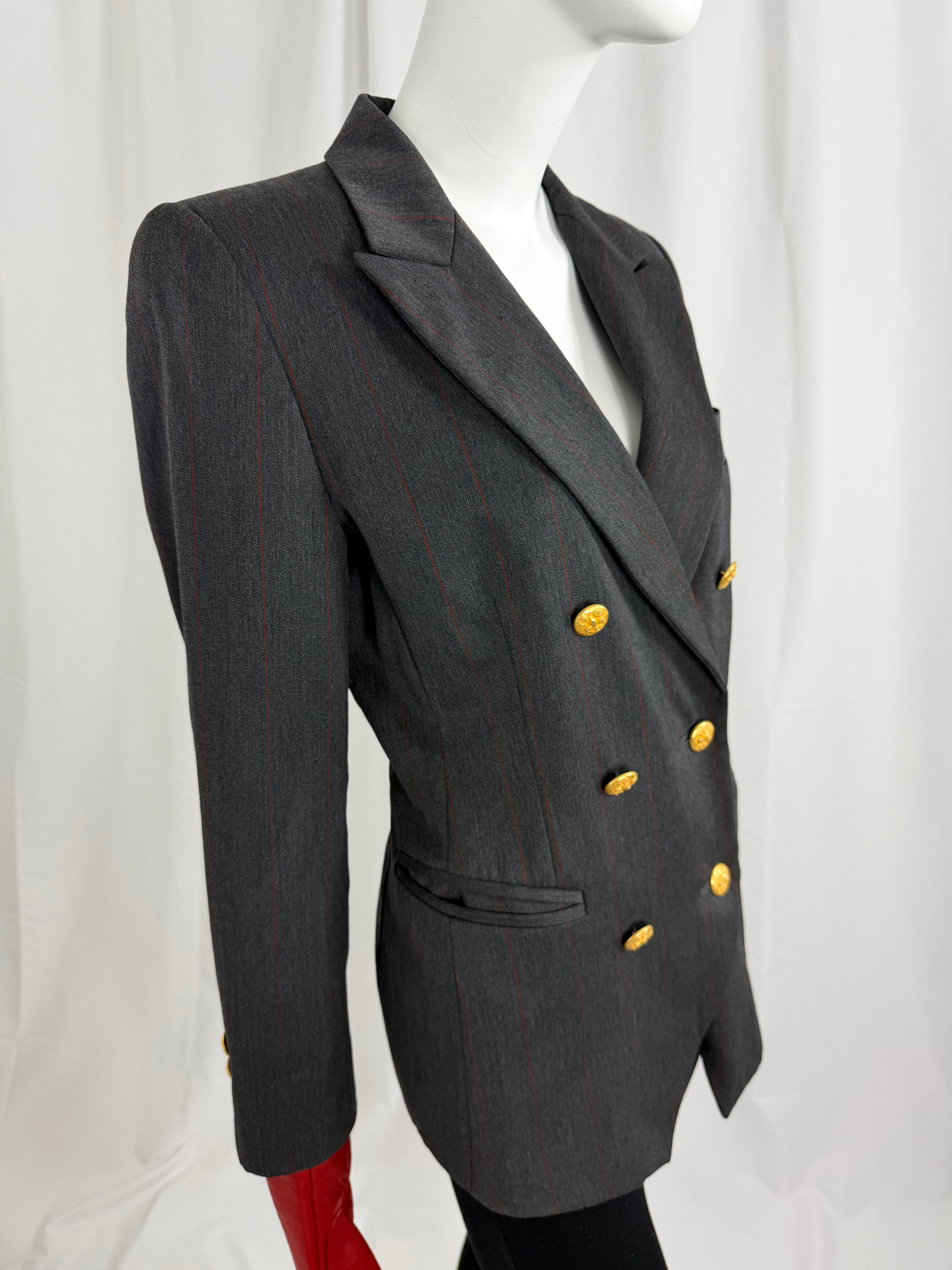 80's ESCADA Gray Pinstriped Blazer