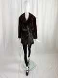 70's Mink and Leather Chevron Coat