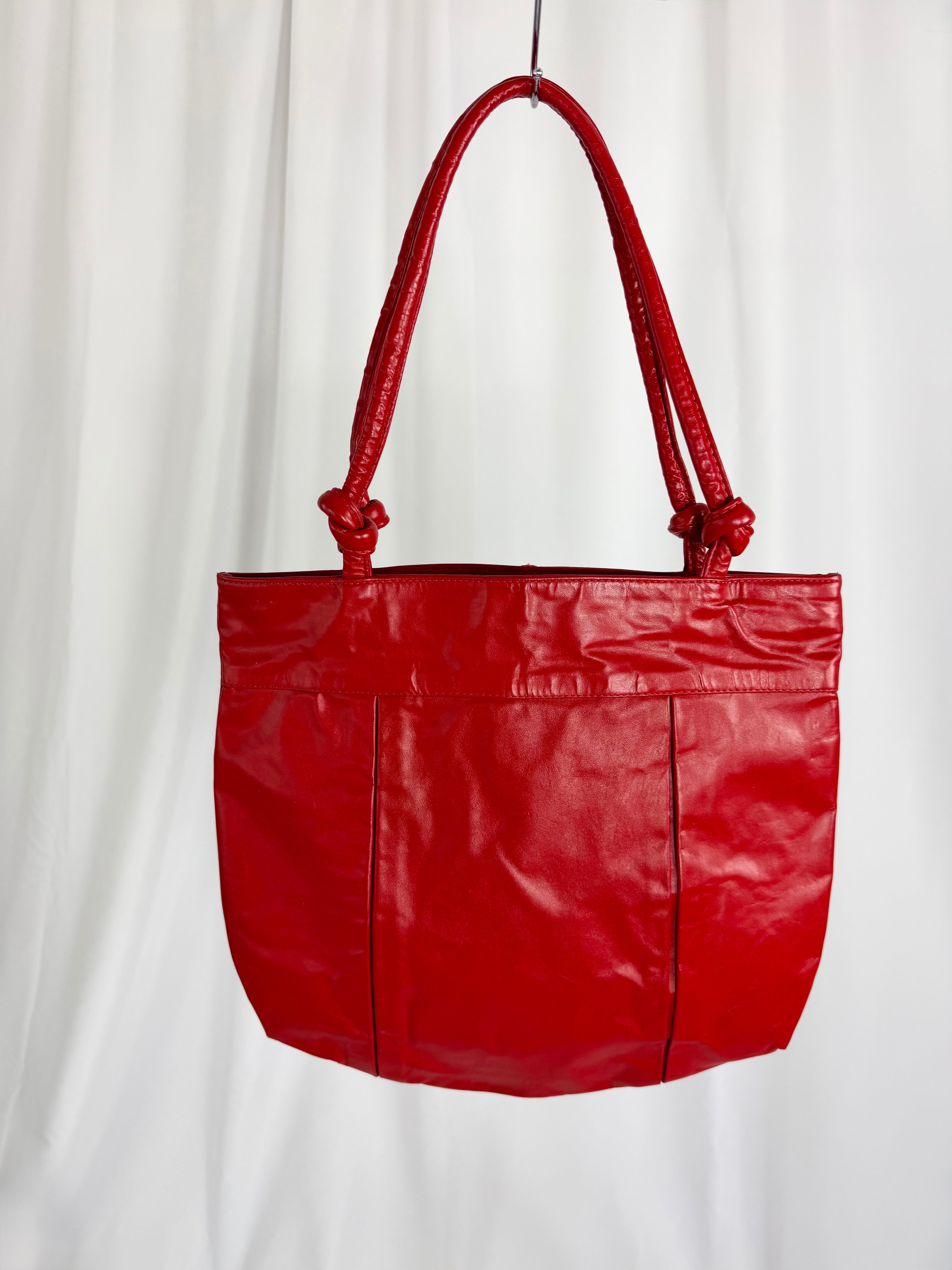 80's Red Oversized Knotted Purse