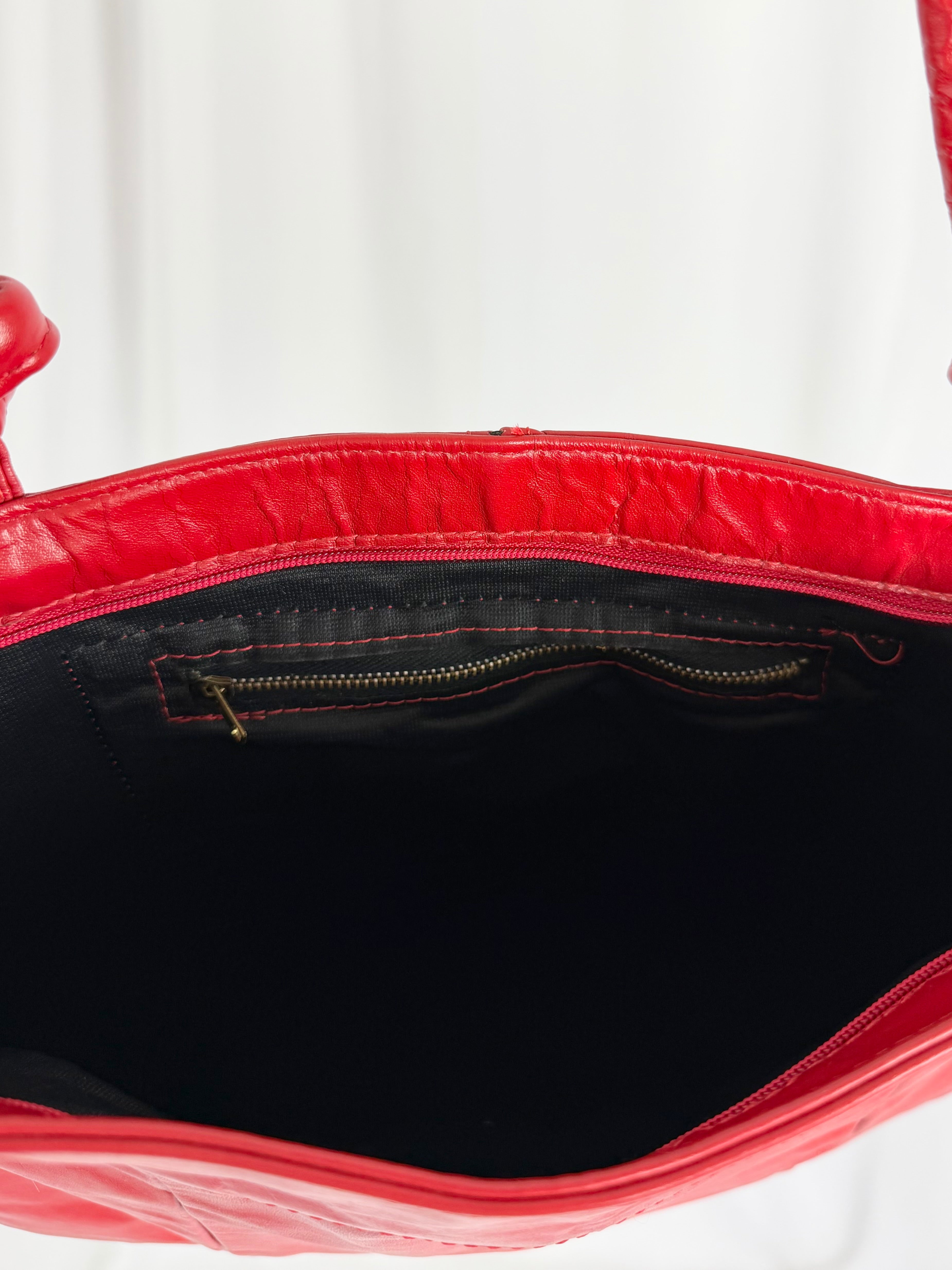 80's Red Oversized Knotted Purse