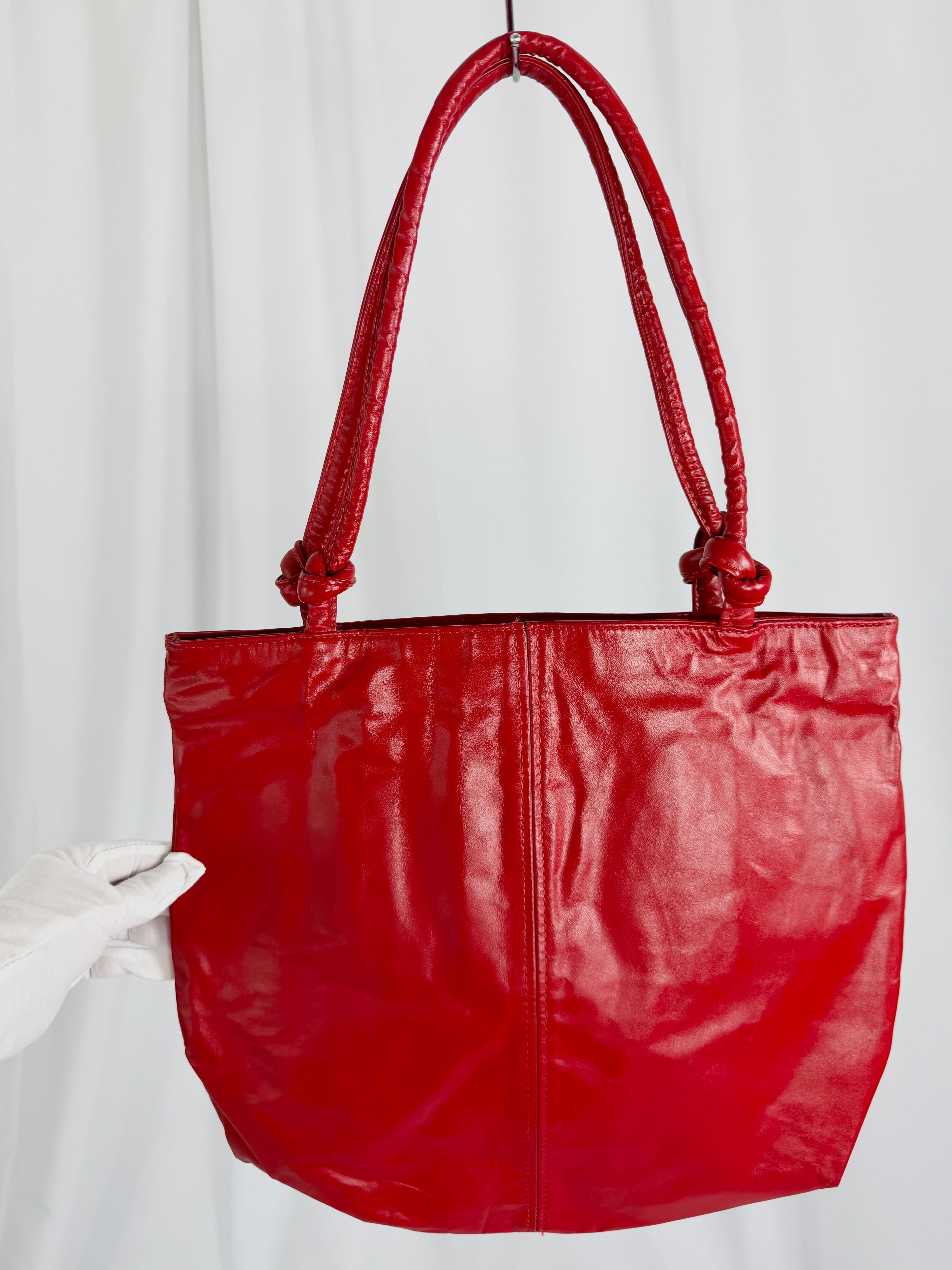 80's Red Oversized Knotted Purse