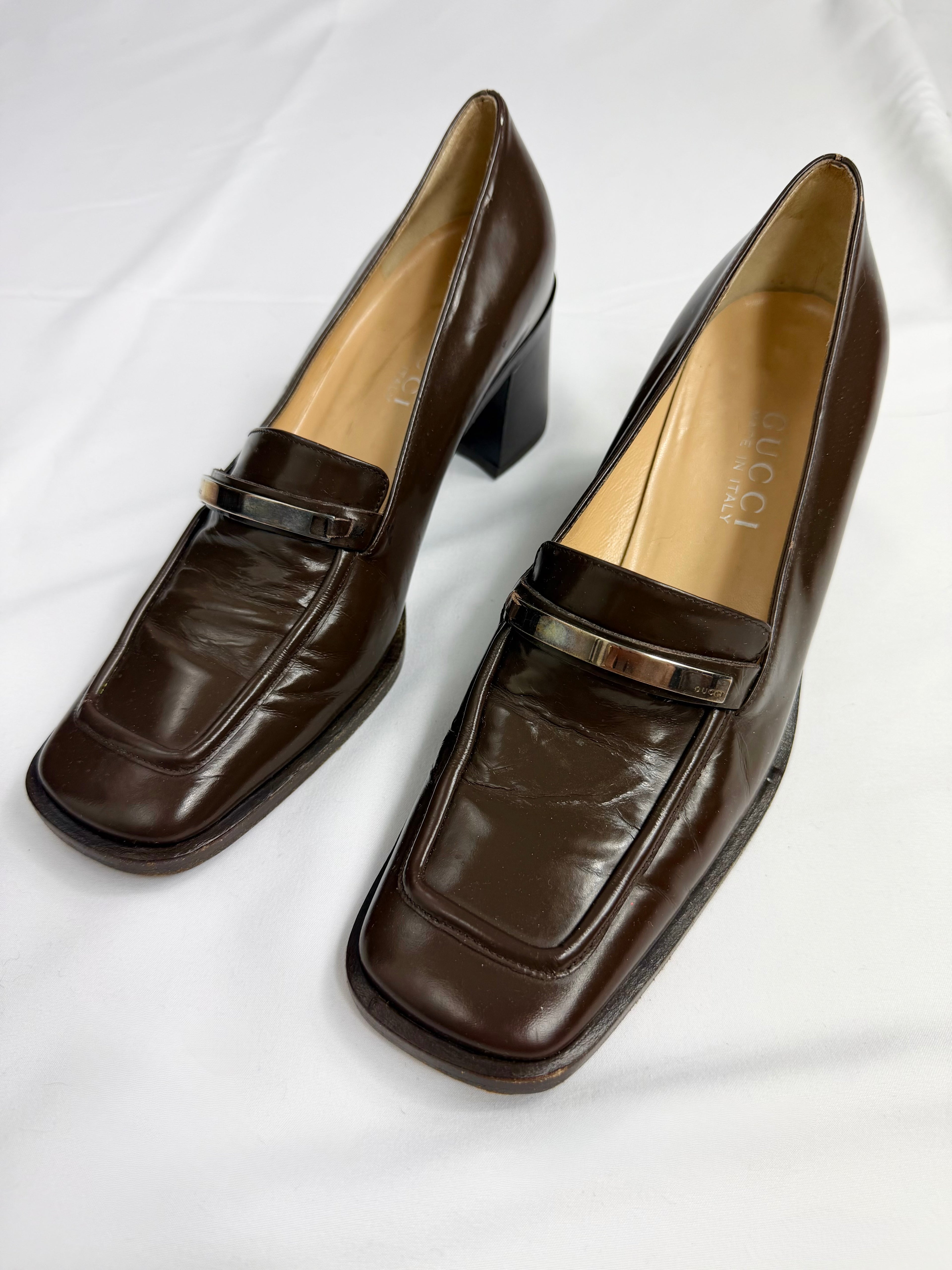 90's GUCCI Square Toe Loafers