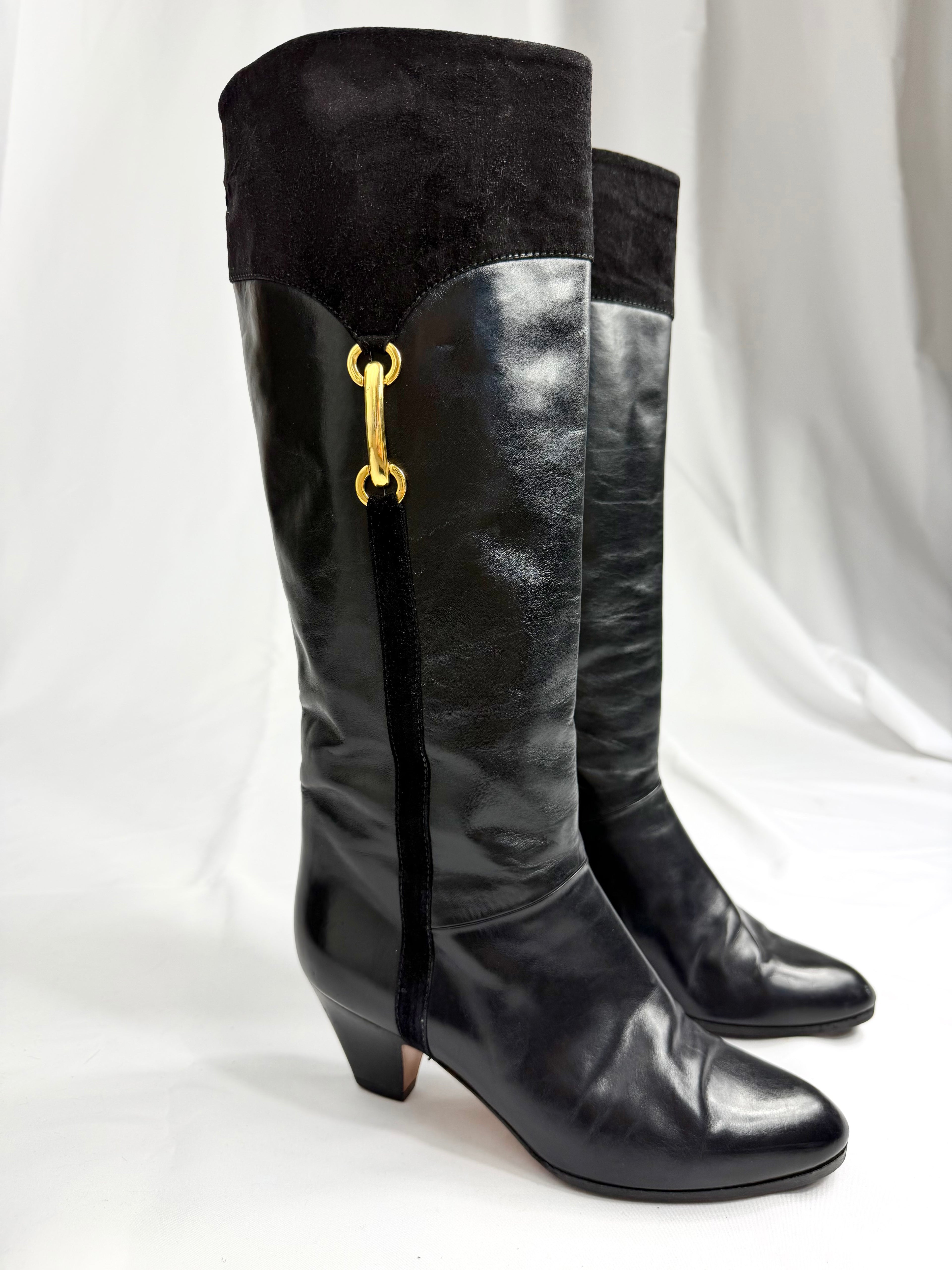 80's BRUNO MAGLI Black Leather Boots