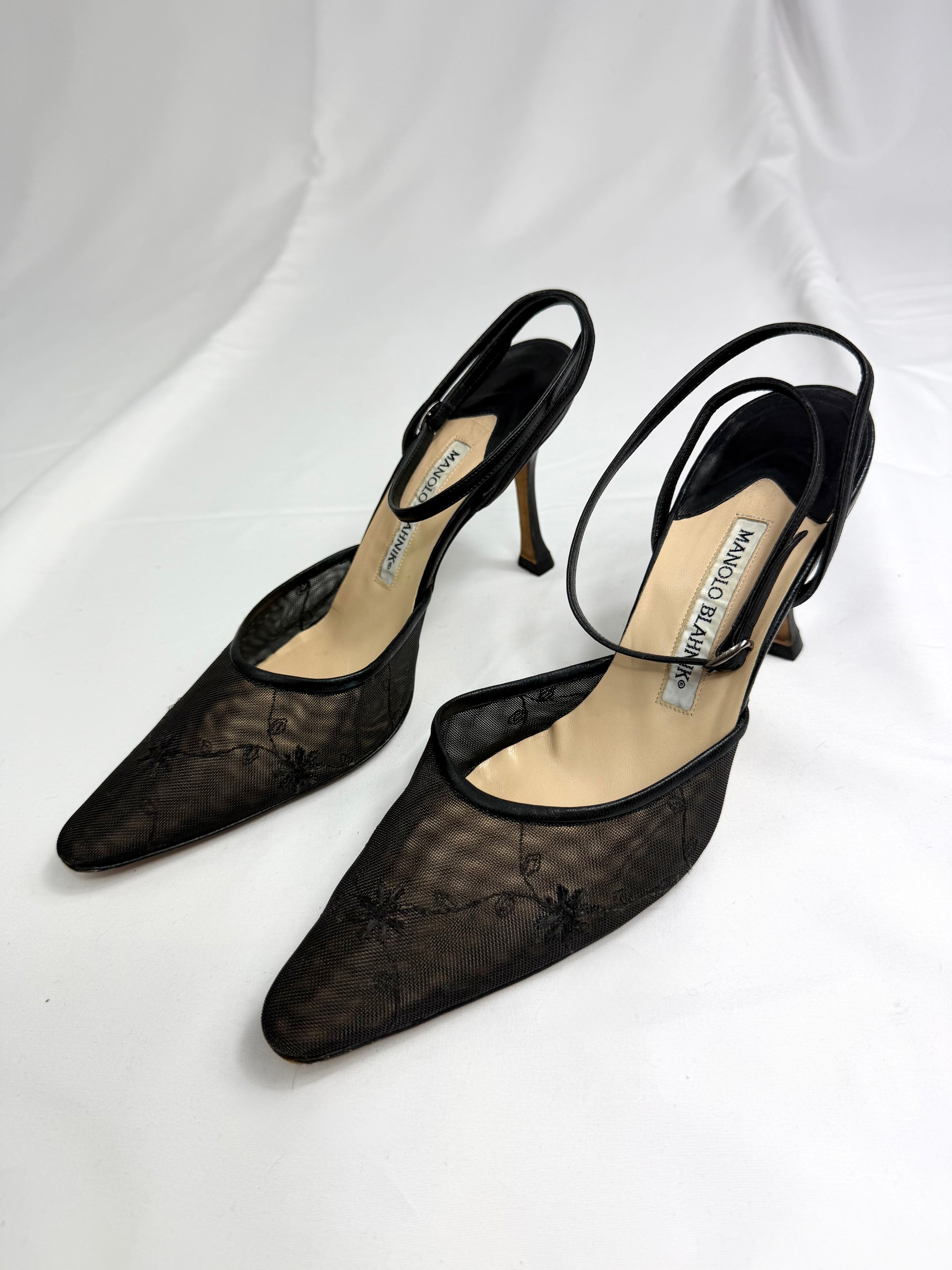 90's MANOLO BLAHNIK Ankle Strap Heels