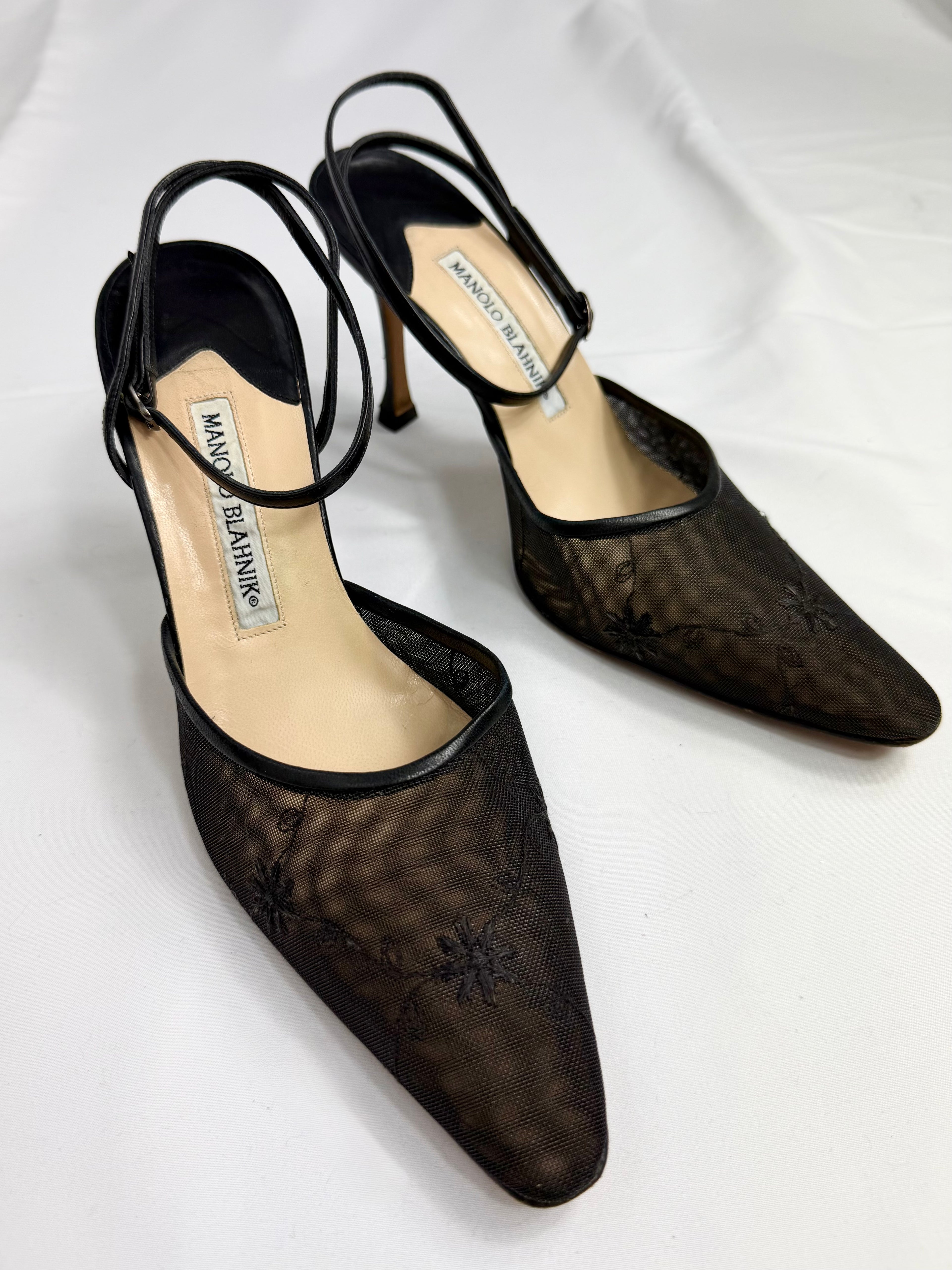 90's MANOLO BLAHNIK Ankle Strap Heels