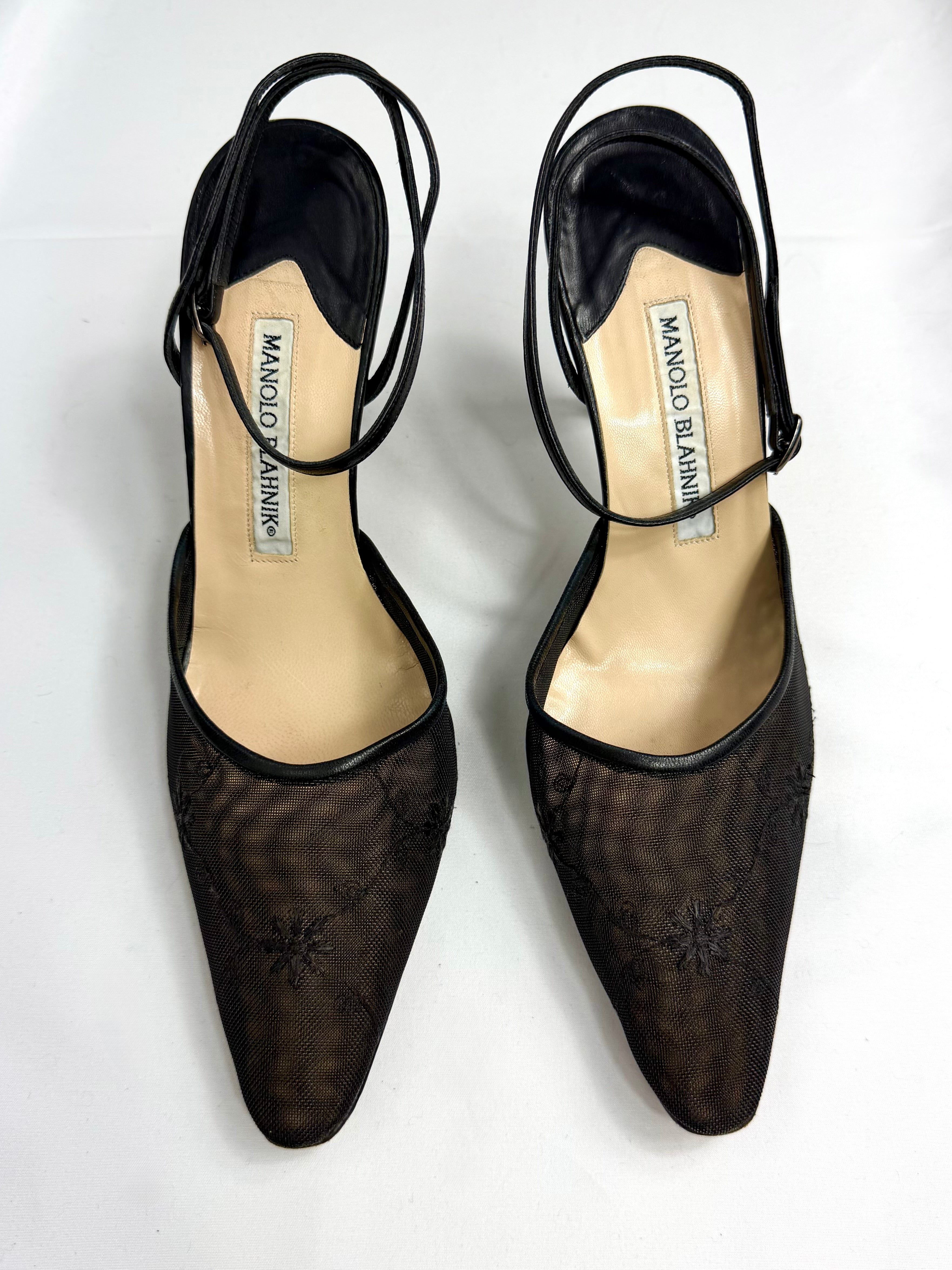 90's MANOLO BLAHNIK Ankle Strap Heels