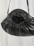80's Black Eel Skin Rosette Purse