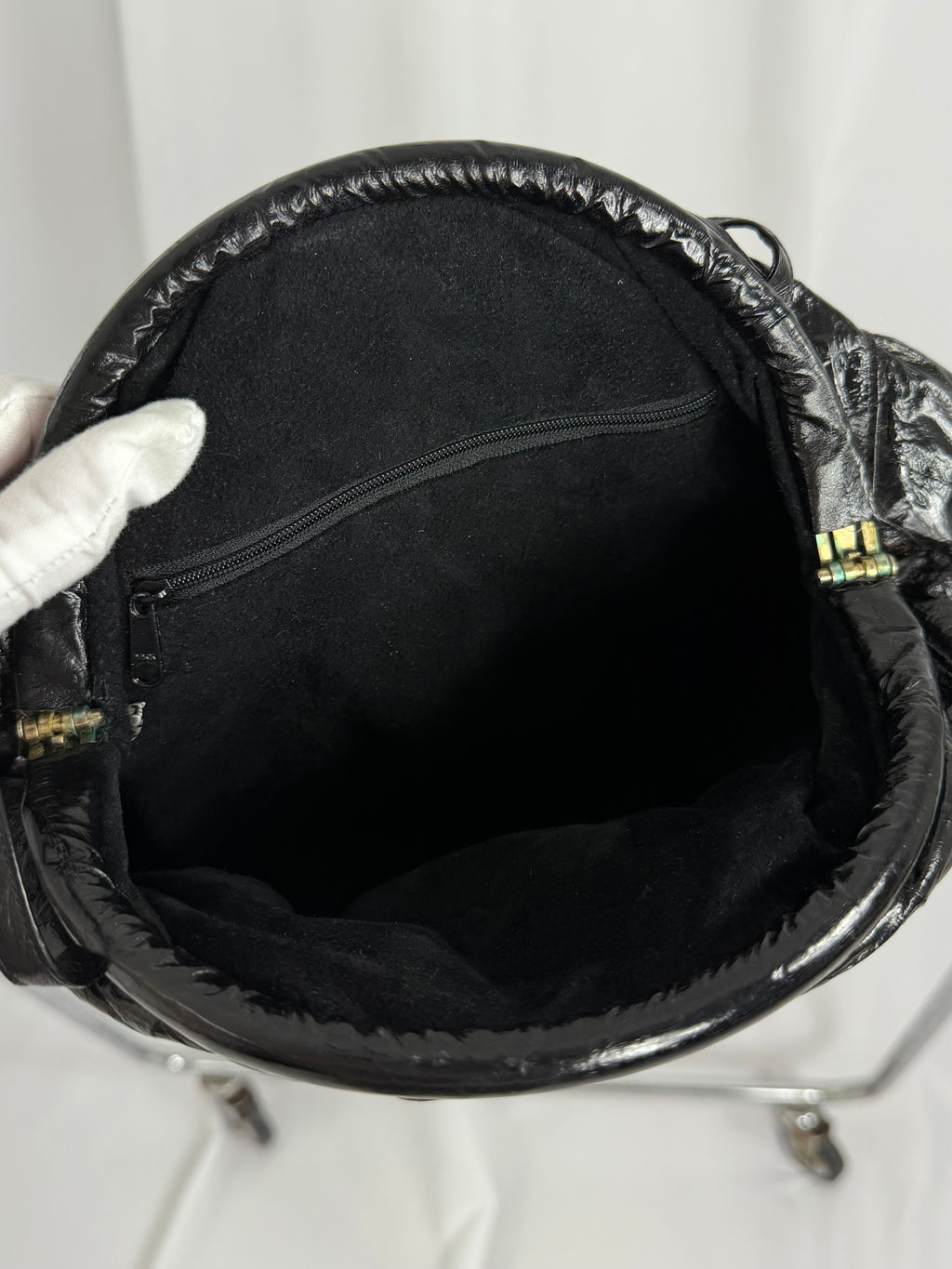 80's Black Eel Skin Rosette Purse
