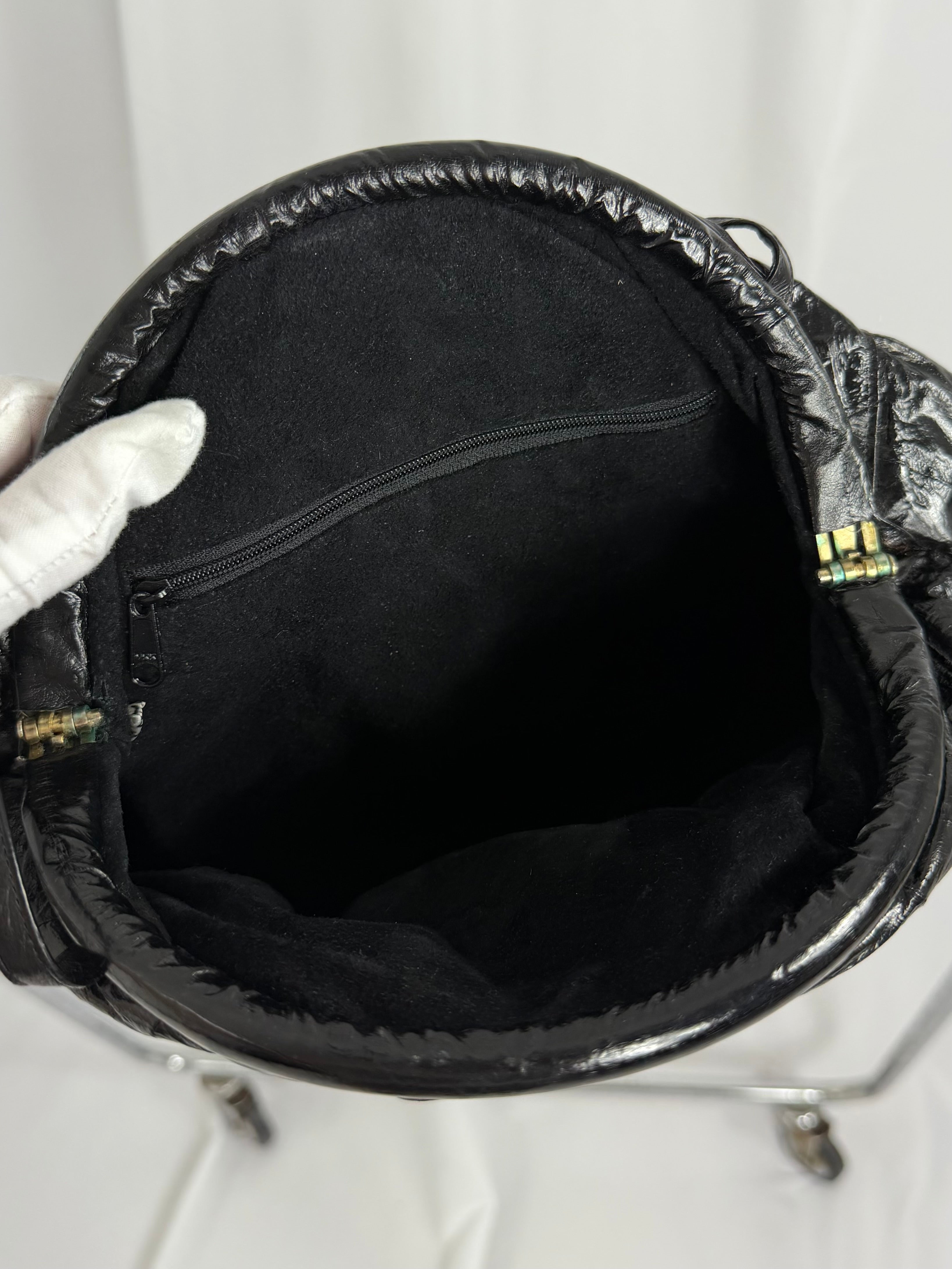 80's Black Eel Skin Rosette Purse